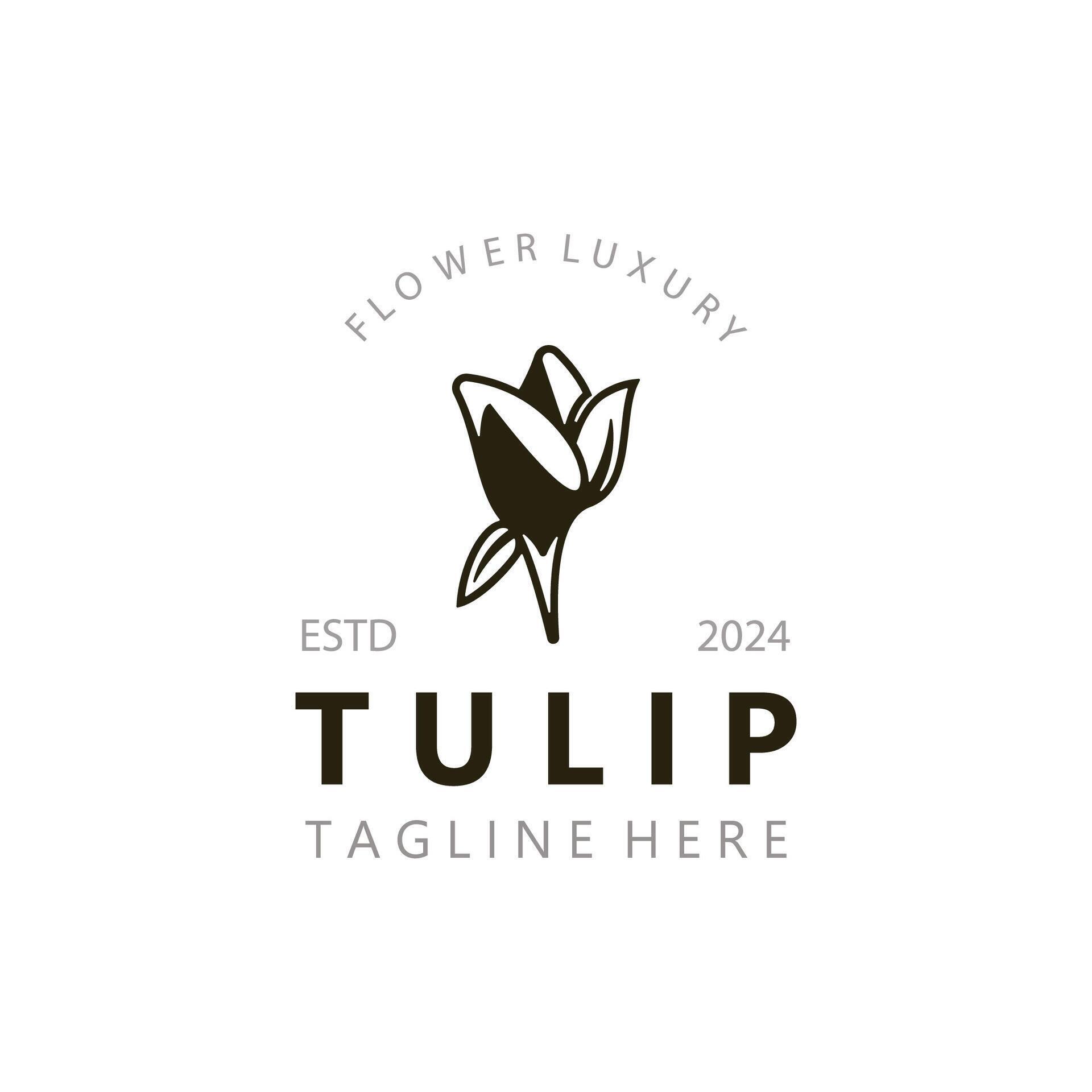 Tulip Flower logo with leaves design, suitable for fashion, beauty spa and boutique emblem business Stock Free