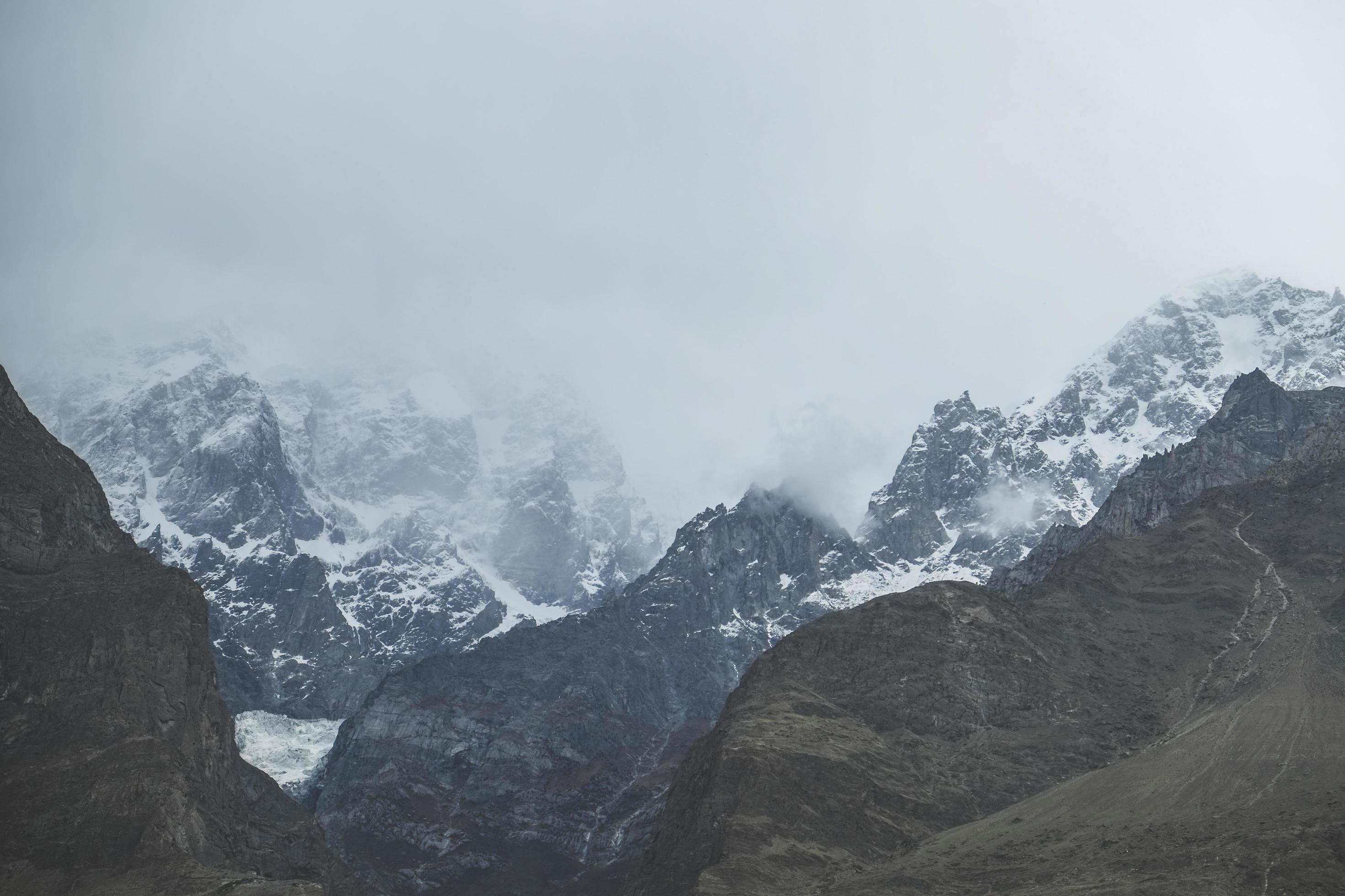 Nature landscape view of mountain clouds and fog Stock Free