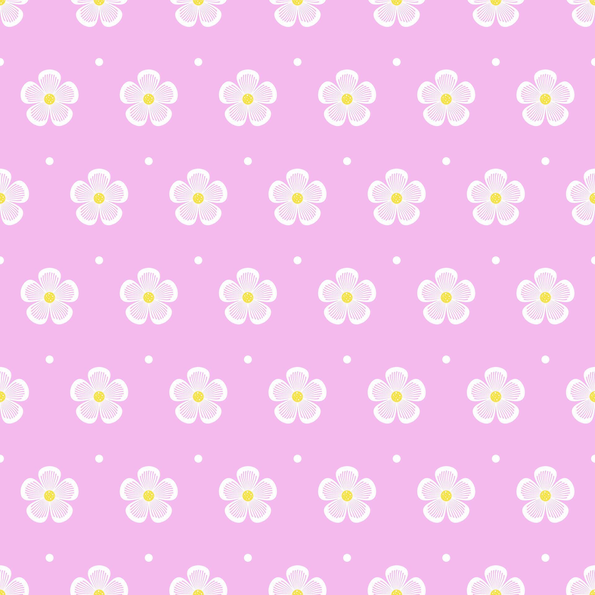 Cute simple girly seamless pattern white flowers Stock Free