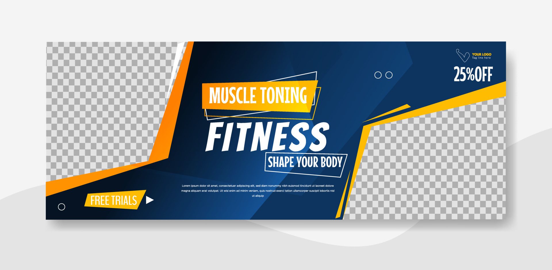 fitness web banner template design illustration Free Vector