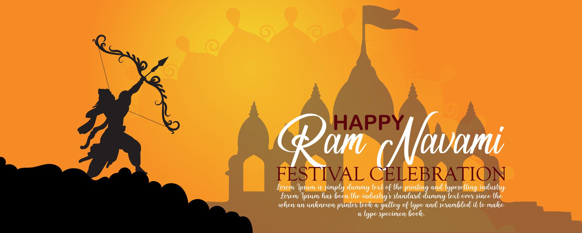 Happy Ram Navami cultural Banner Hindu festival vertical post wishes celebration card Ram Navami celebration background Free Vector