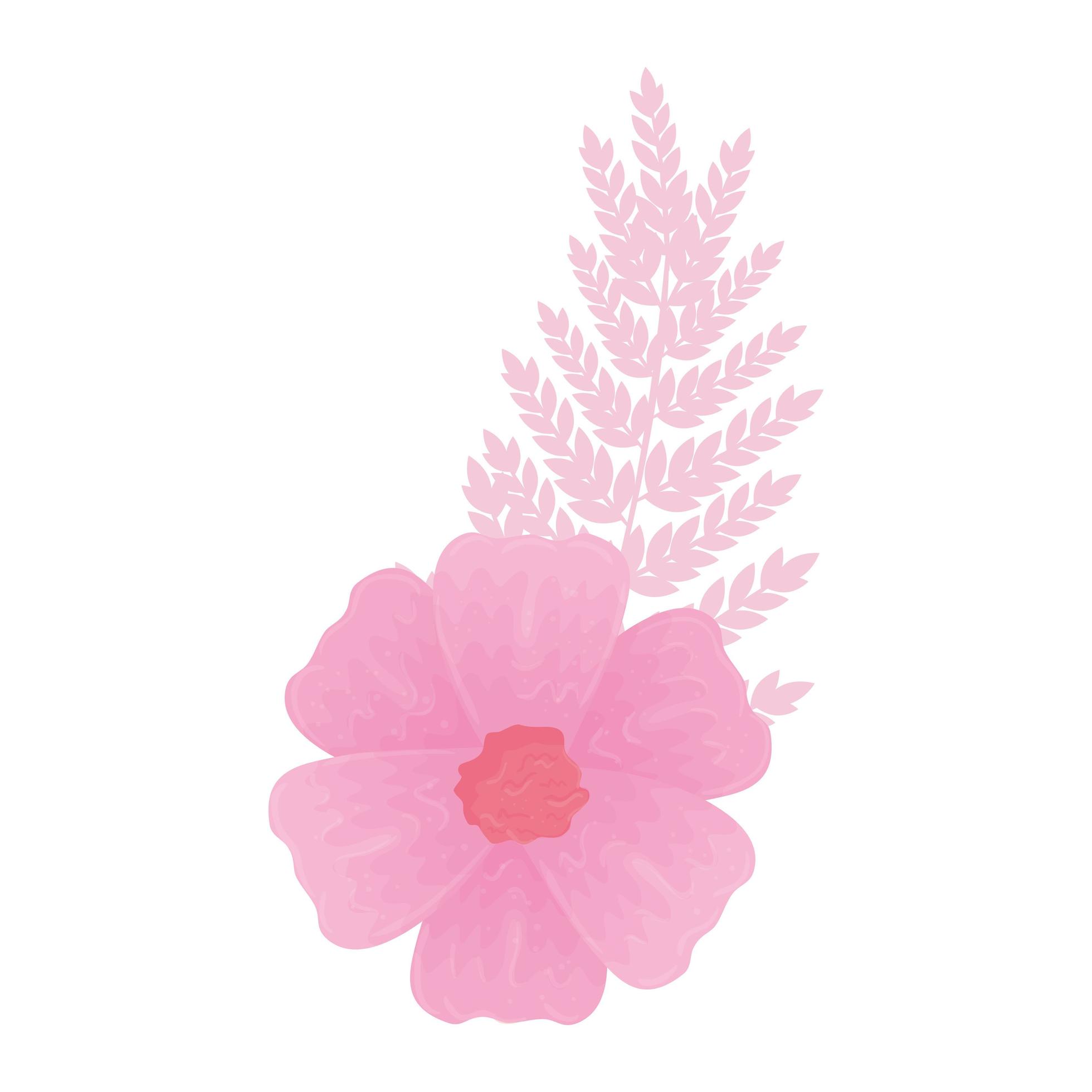 flower pink color pastel with branch and leaves , nature concept Stock Free