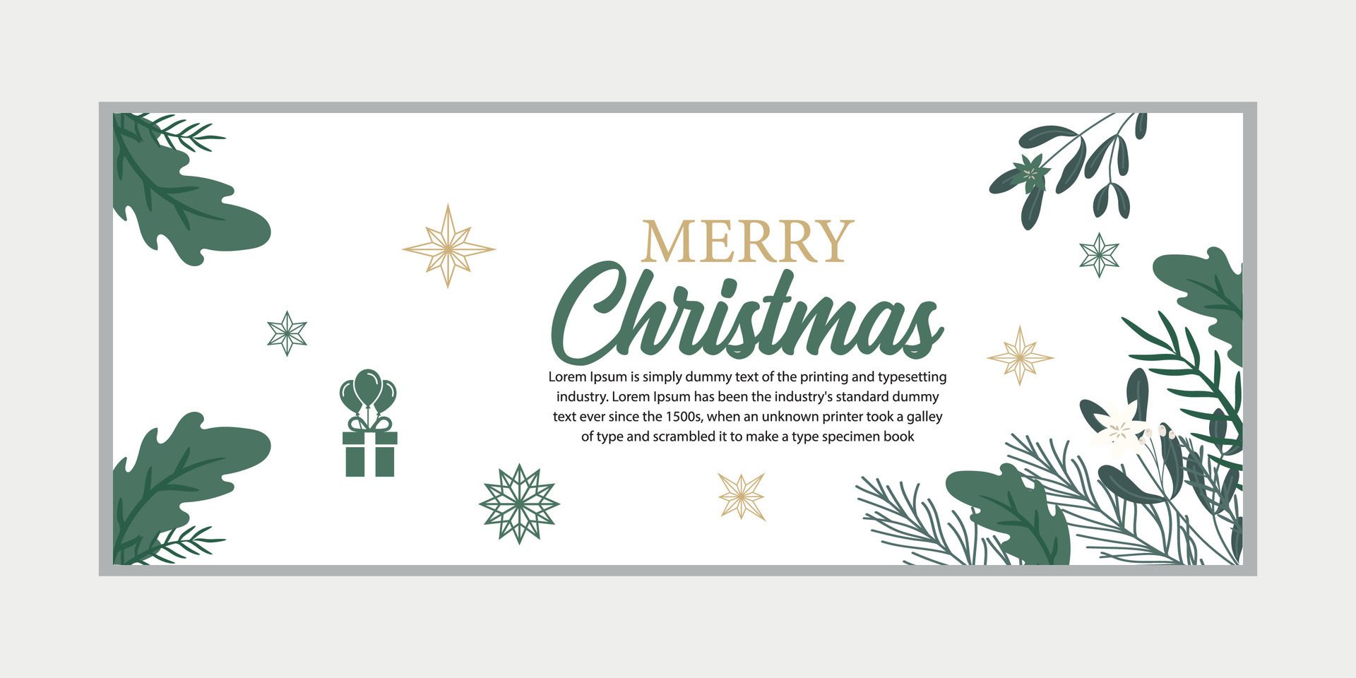 merry christmas banner set and happy new year banner, social media cover and web banner,Merry Christmas design for greeting card, Free Vector