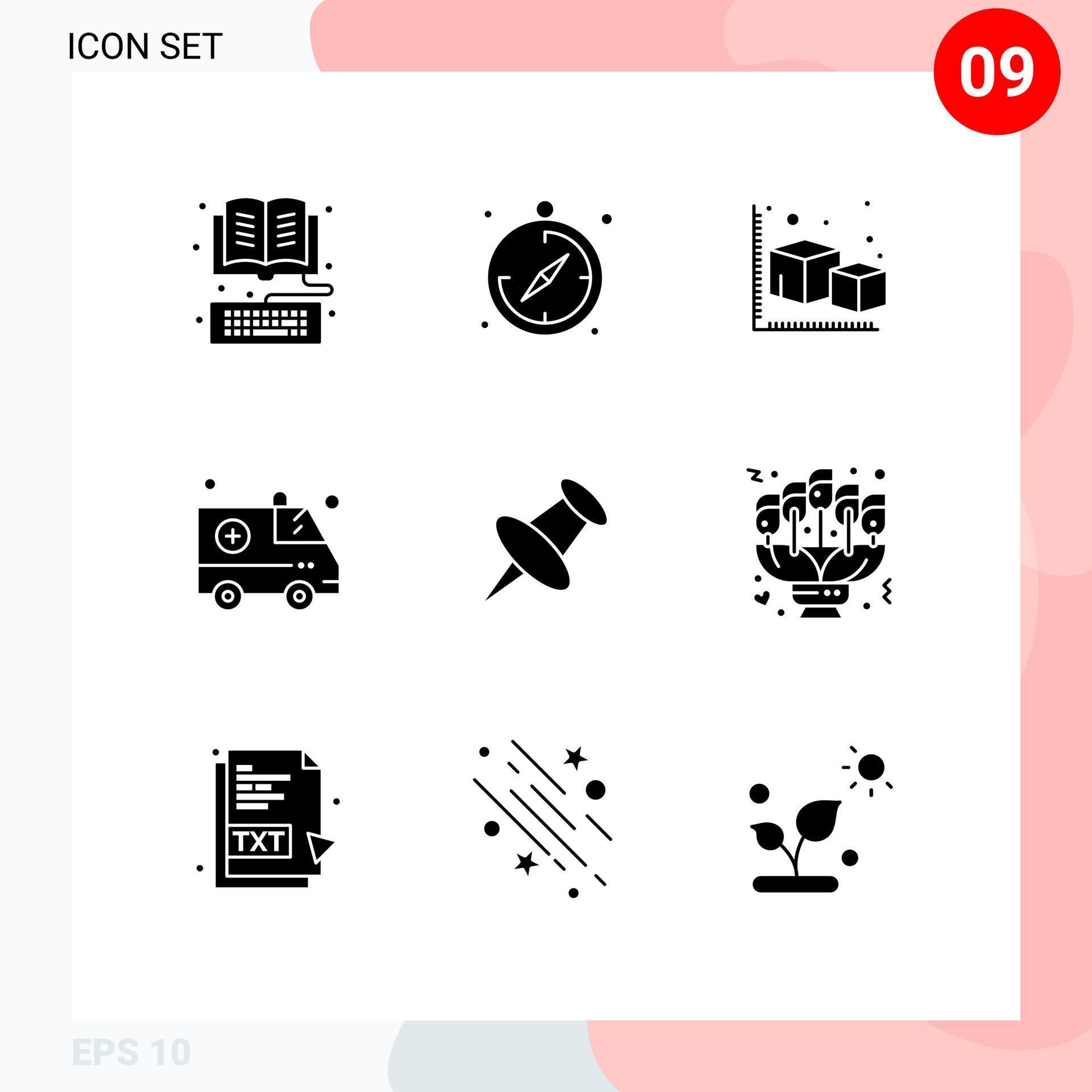 
									Universal Icon Symbols Group of 9 Modern Solid Glyphs of mark marker arrow medical ambulance Editable Vector Design Elements Stock Free