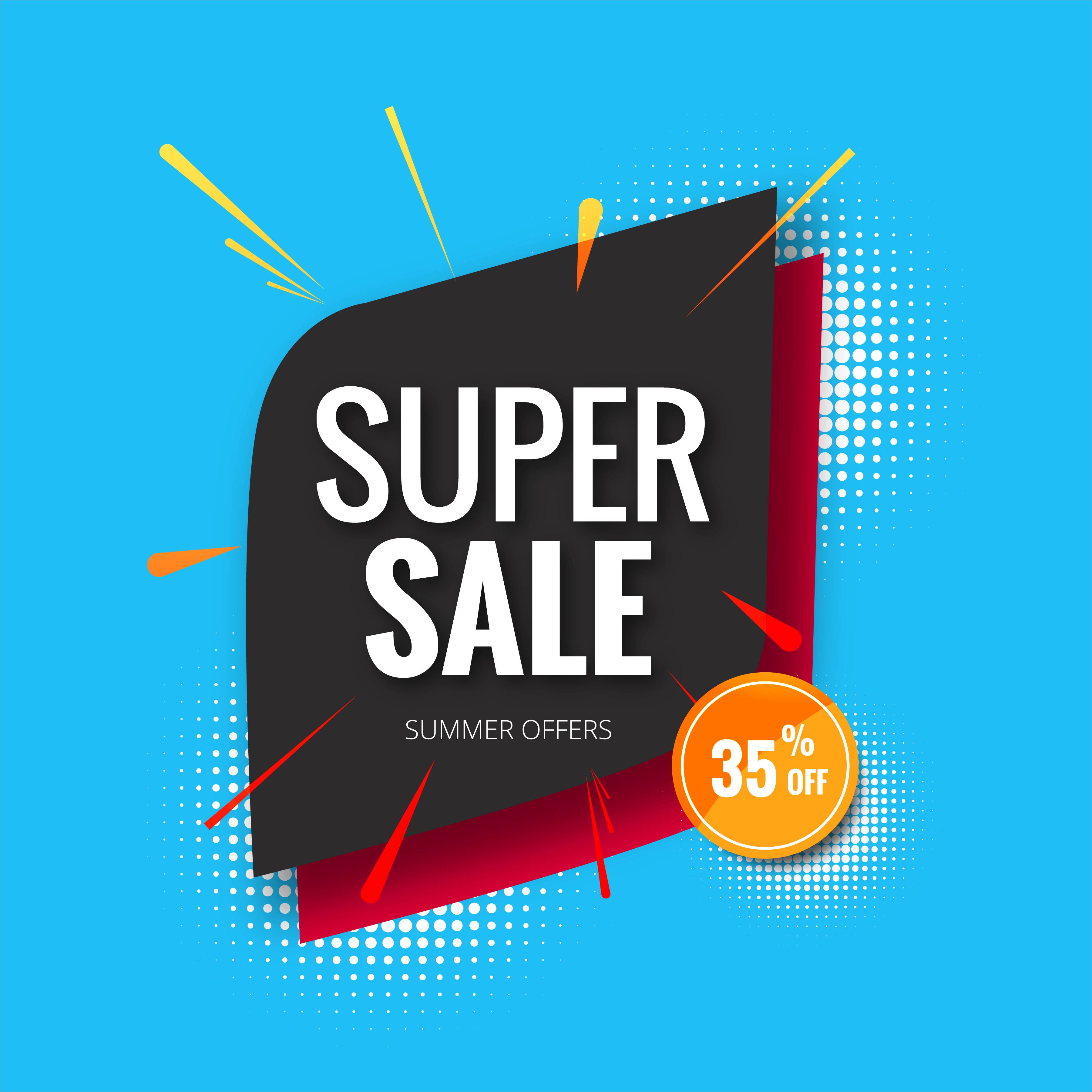 Super sale banner, Sale poster banner template background illust Free Vector