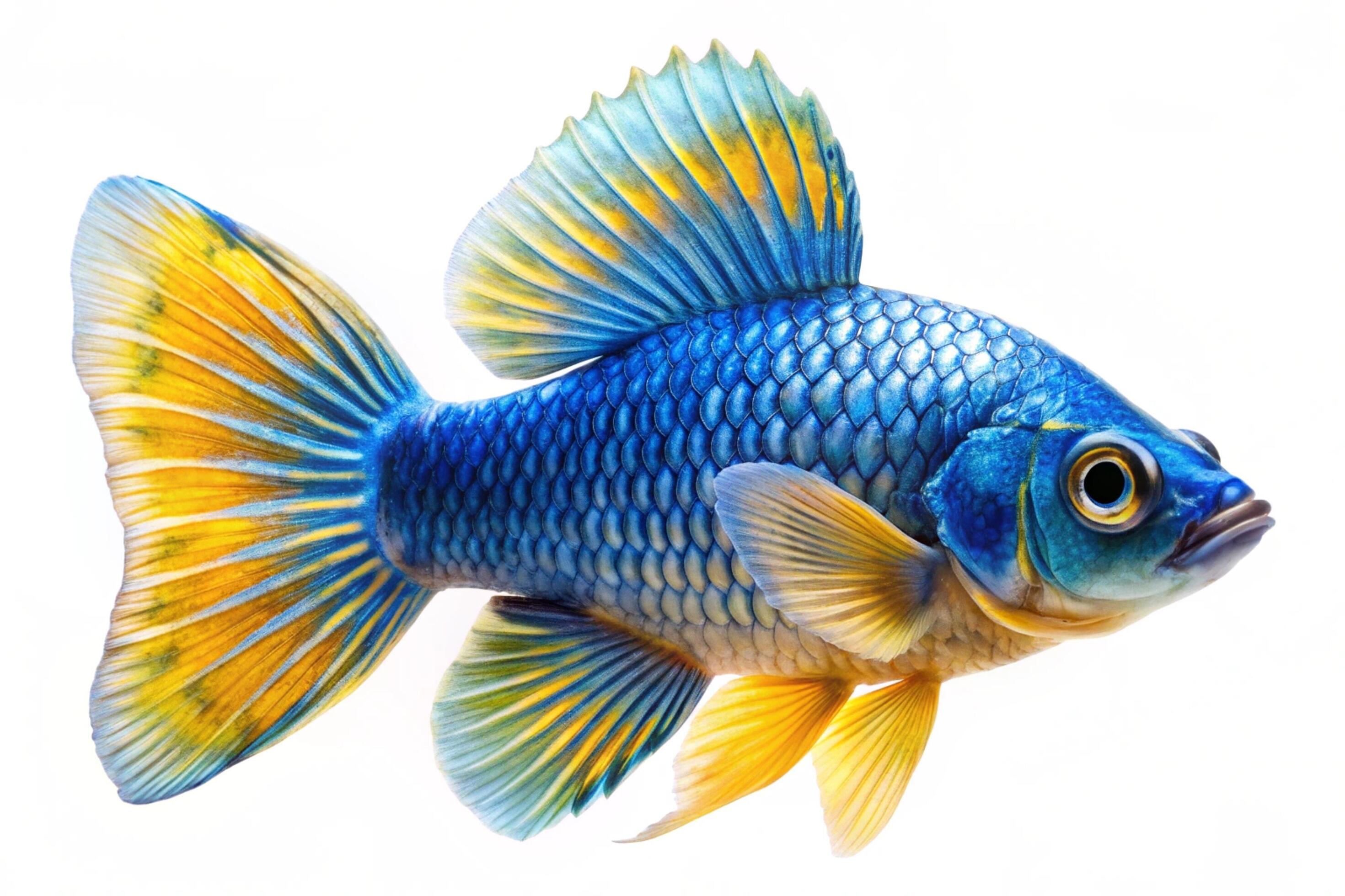 Blue ornamental fish isolated on white background Stock Free