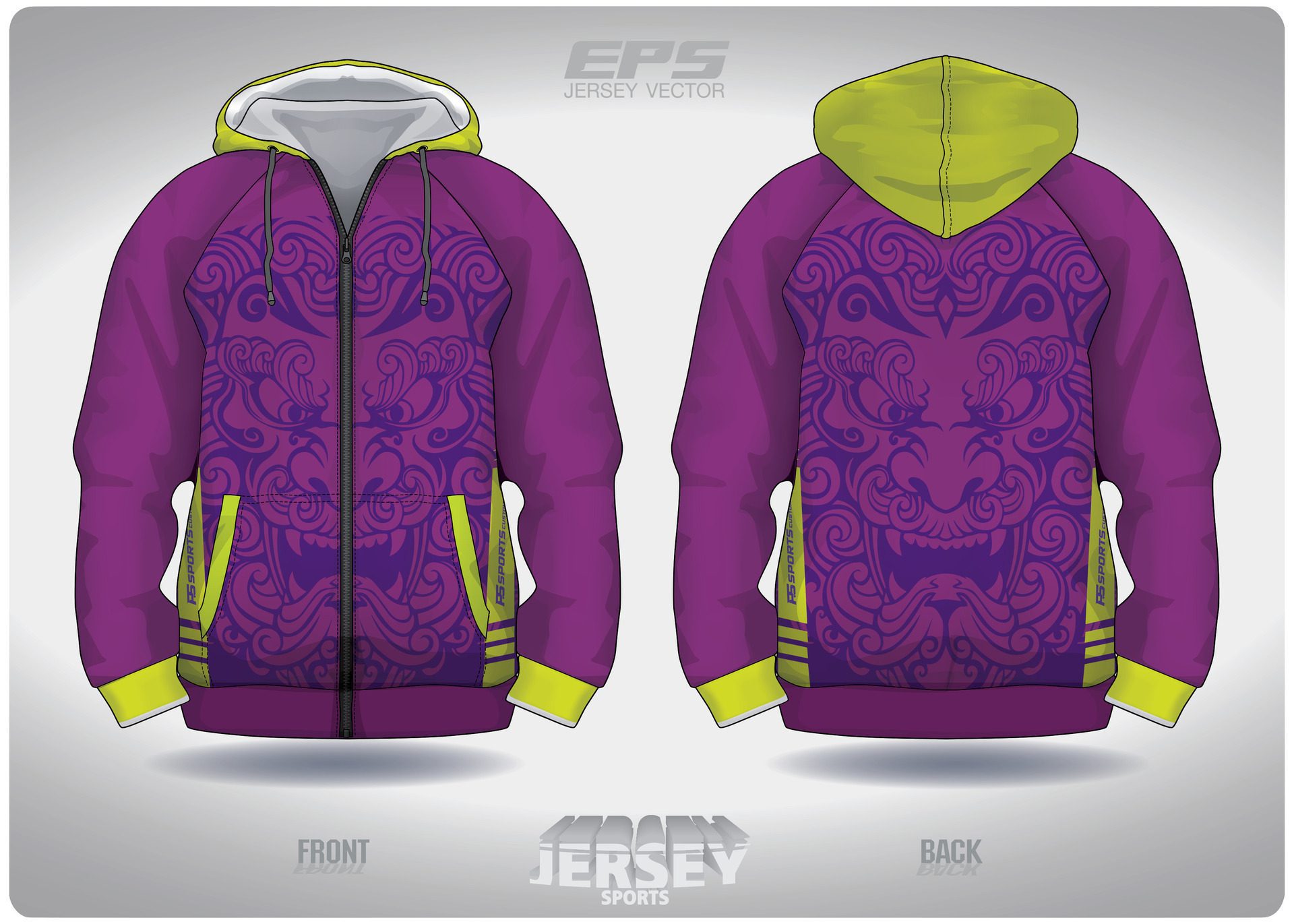 EPS jersey sports shirt .lime green lion art pattern design, illustration, textile background for sports long sleeve hoodie Free Vector