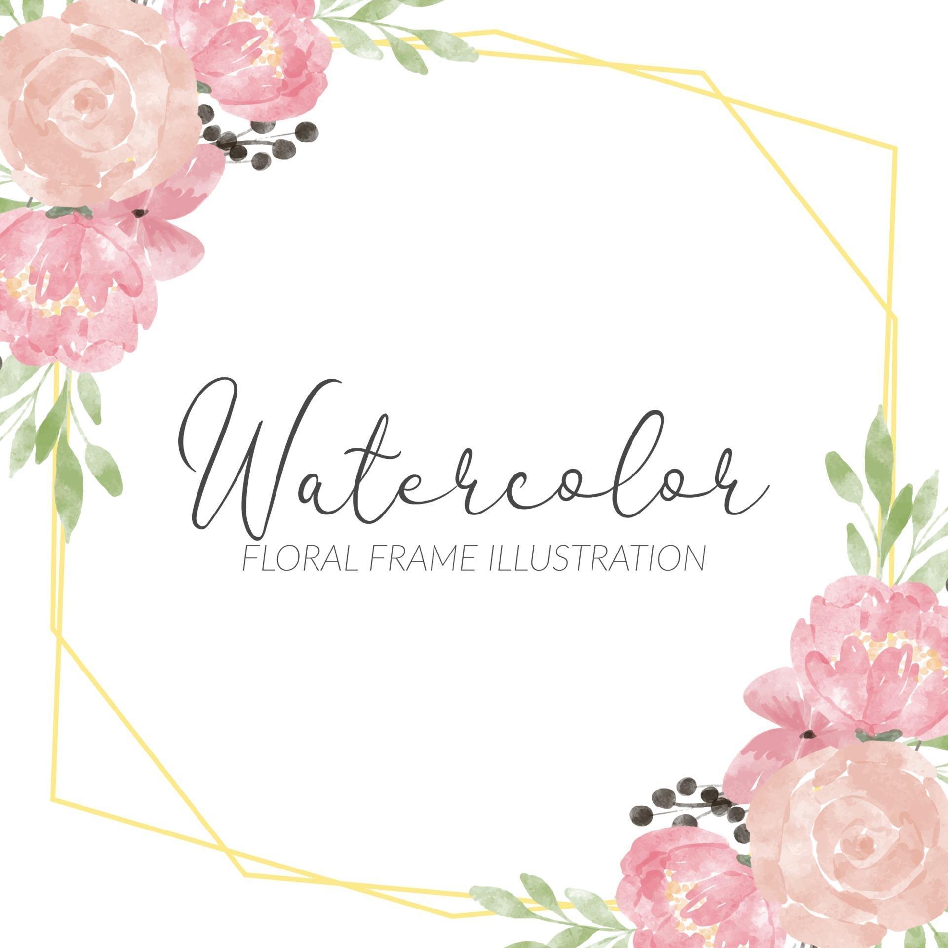 rustic rose peony watercolor flower arrangement frame Stock Free