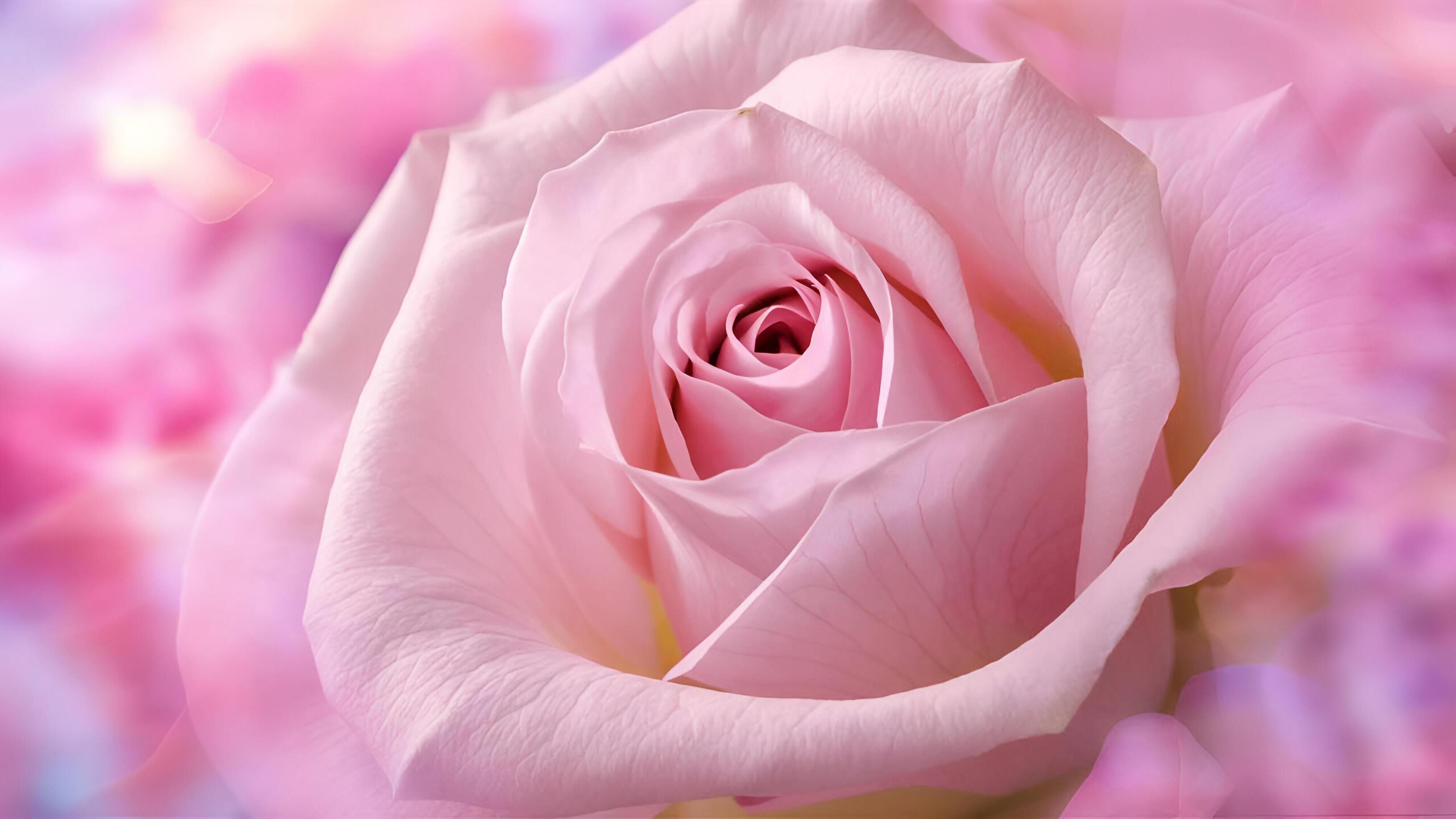 a pink rose is shown in a blurred background Stock Free