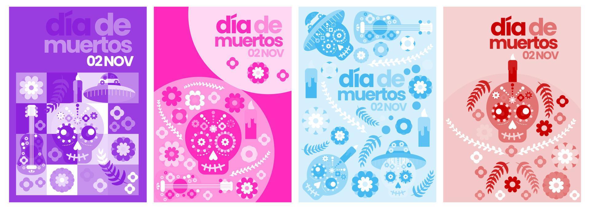 Dia des los muertos collection vector set, with sombrero, flower, skull, bone isolated transparent objects Stock Free