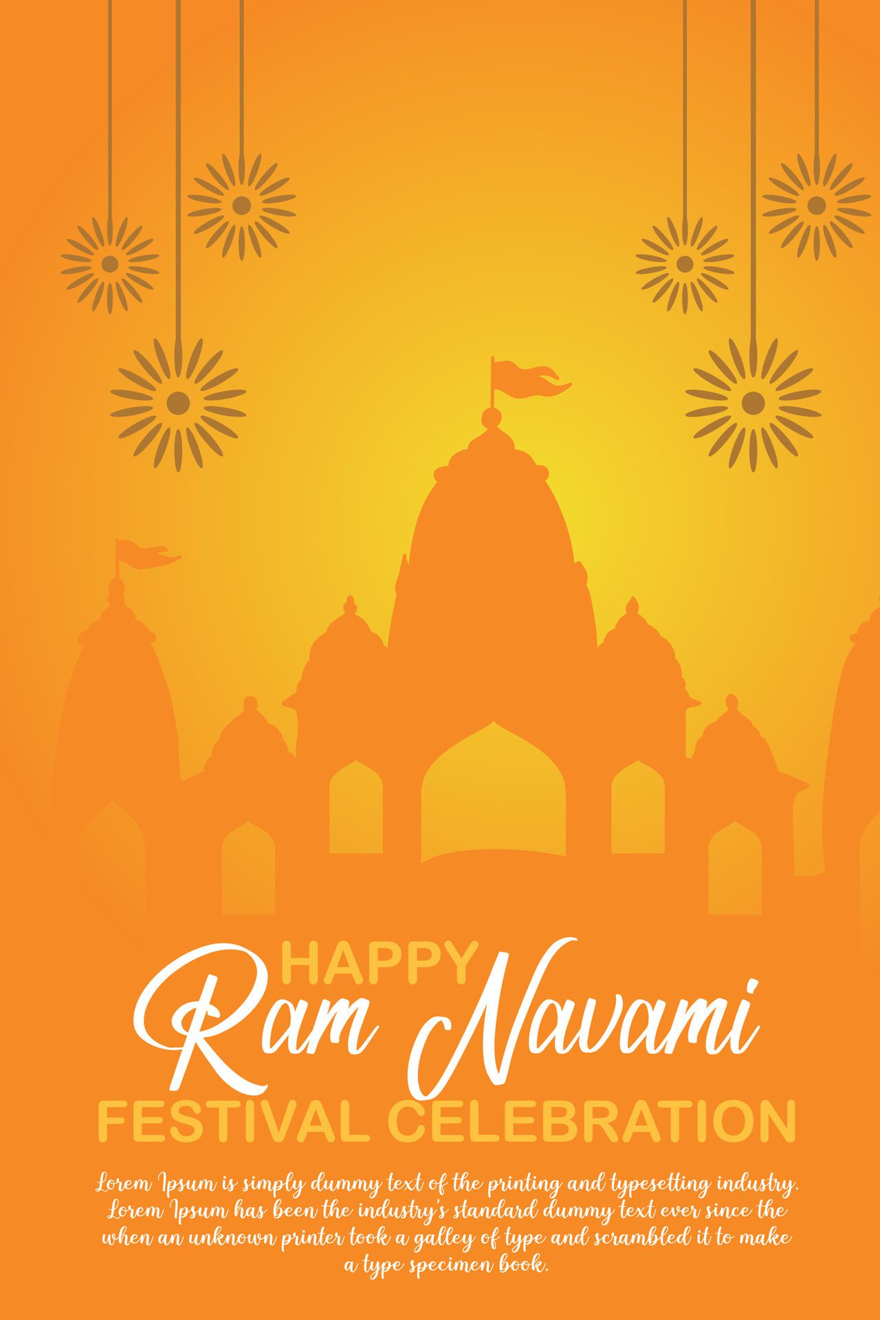 Happy Ram Navami cultural Banner Hindu festival vertical post wishes celebration card Ram Navami celebration background Free Vector