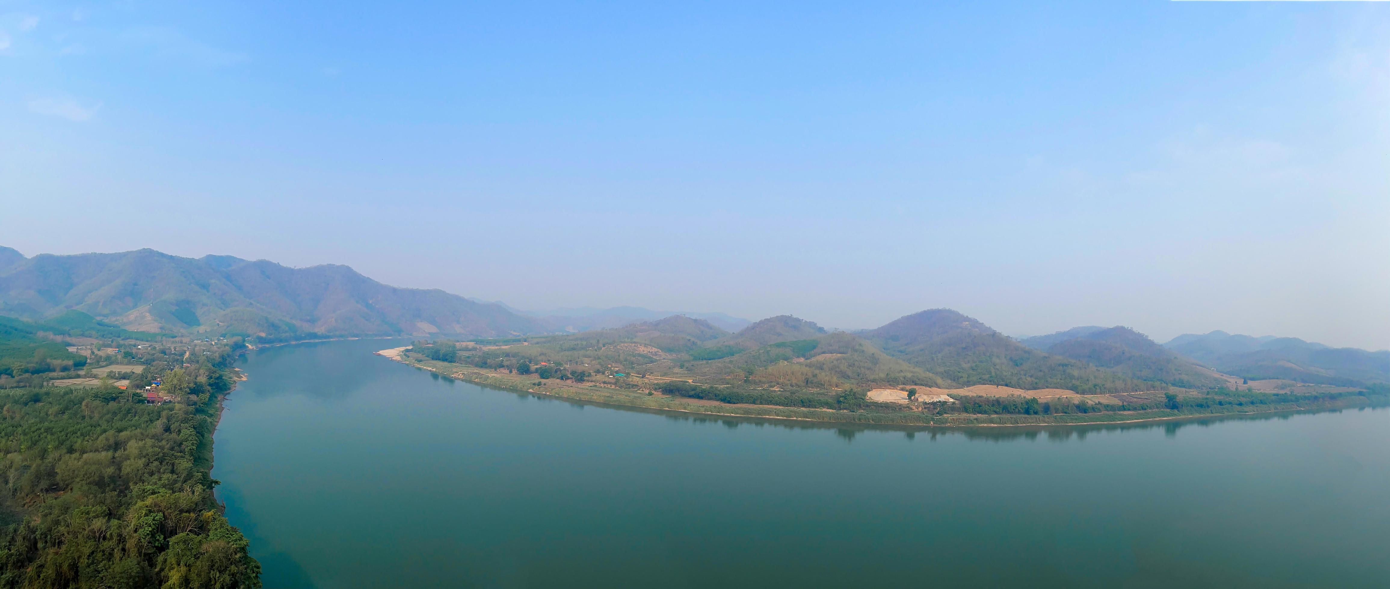 Mekong river view overlooking natural landscape scenery Stock Free