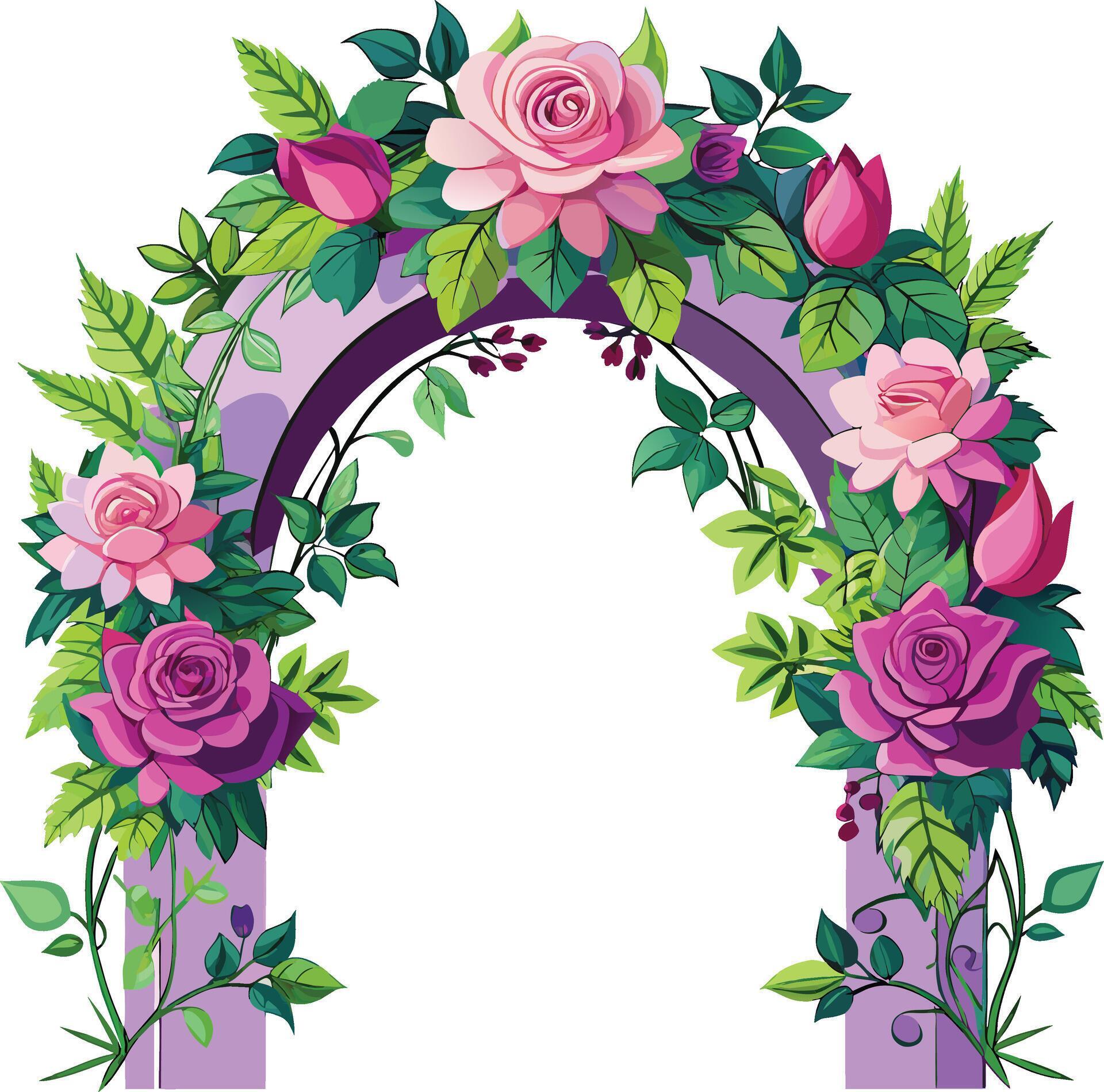 Beautiful wedding arch with flowers leaves and branches Decor for marriage ceremony Birthday party Stock Free