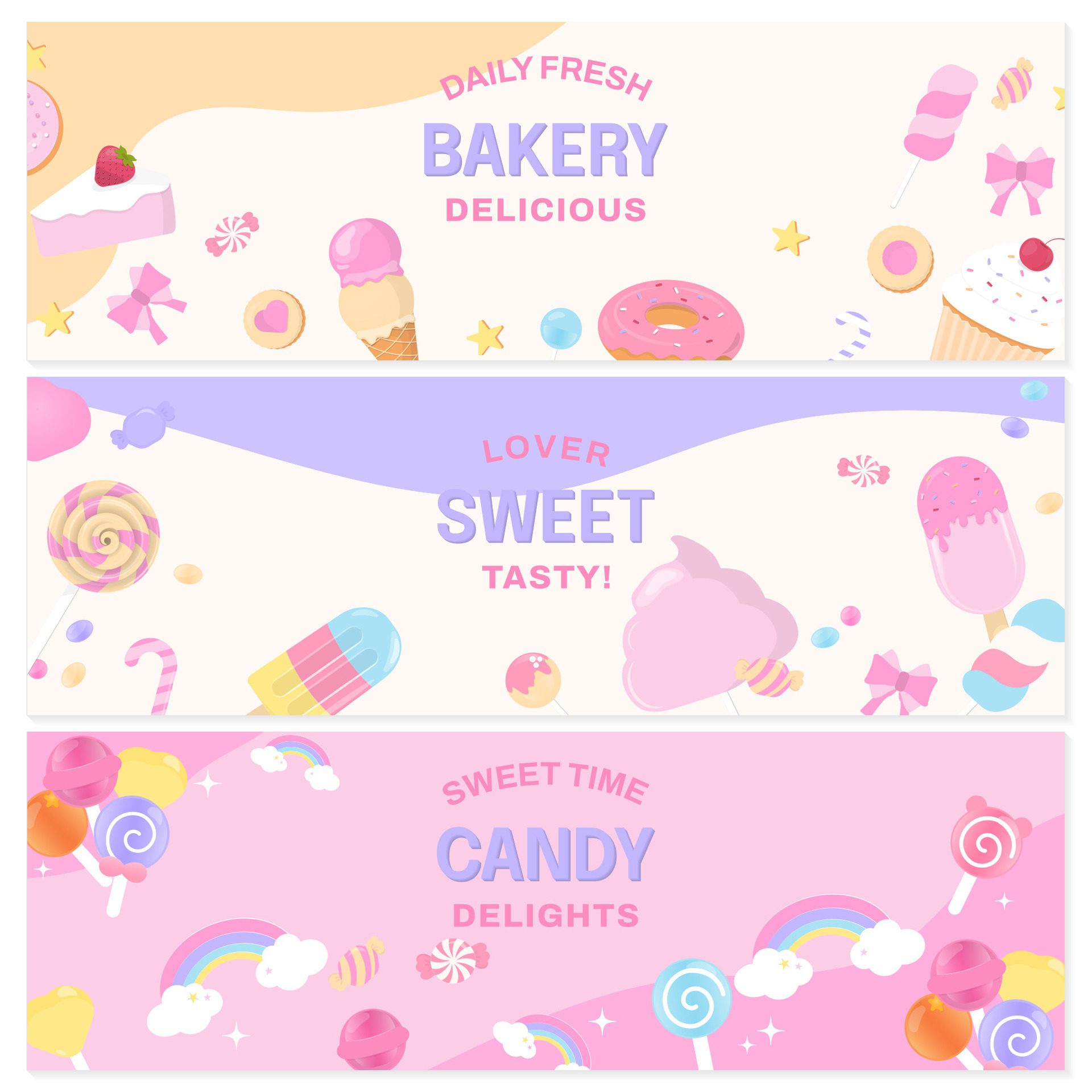 Bakery and candy banner template Free Vector