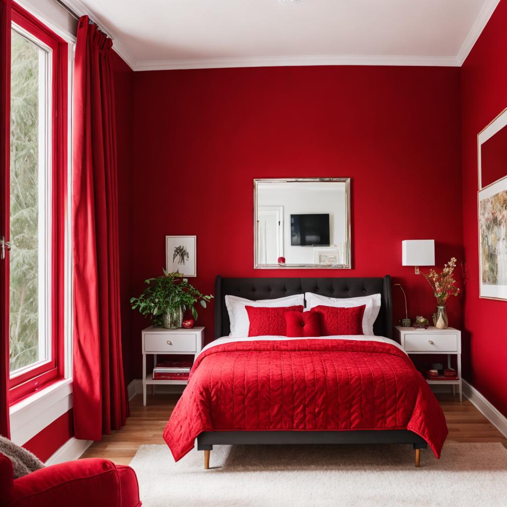 Red bedroom by @stevemarriott1 by @ai_generated