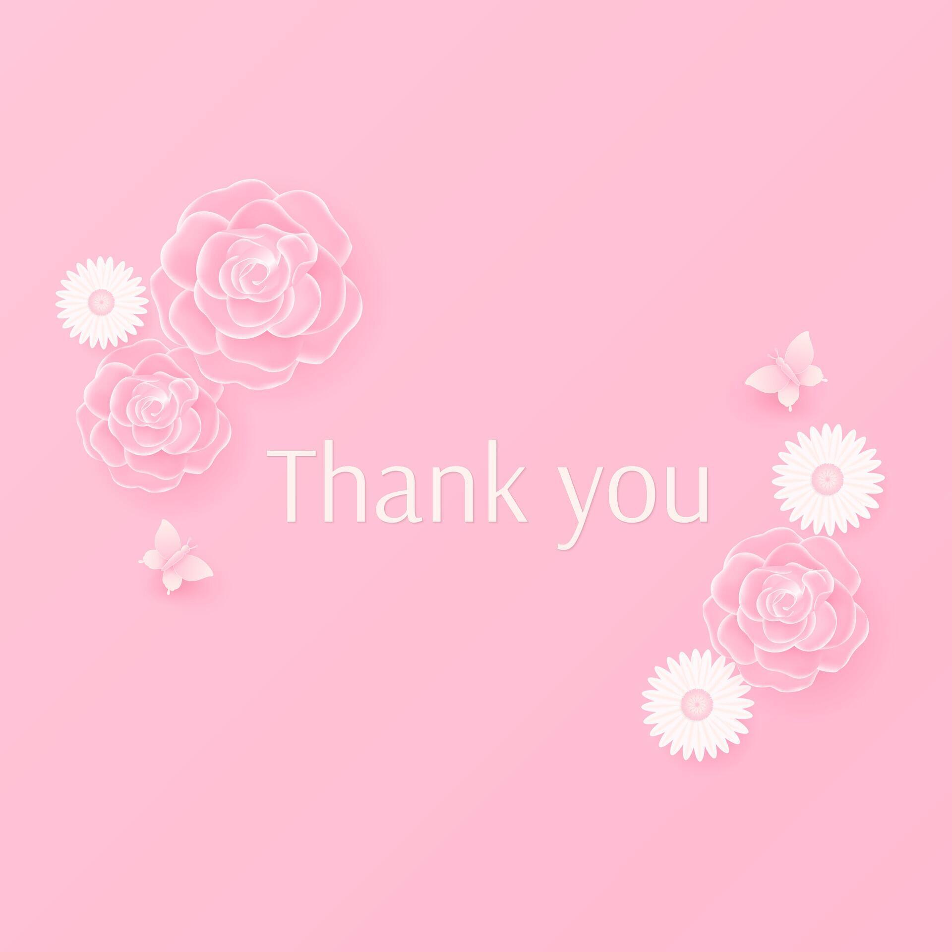 Thank you banner with flower and butterfly Stock Free