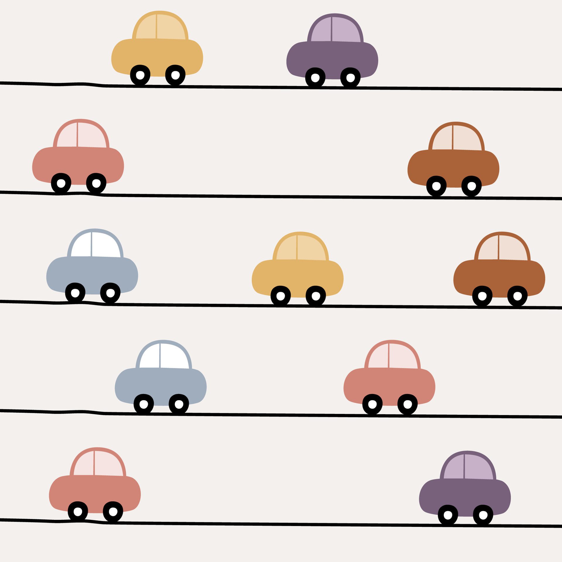 Cute childish pastel cars and line for nursery pattern Free Vector