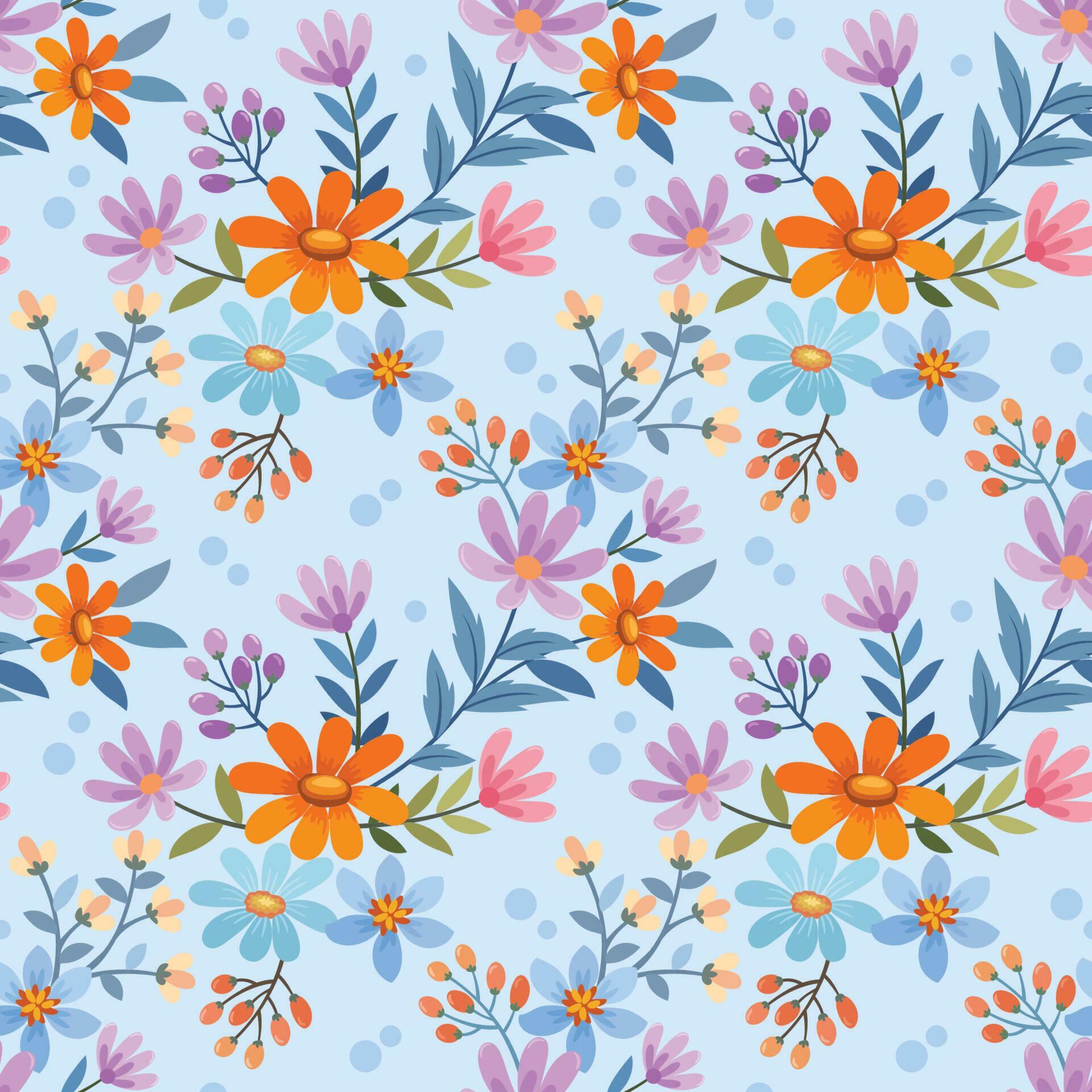 Colorful flowers design in seamless pattern. Stock Free