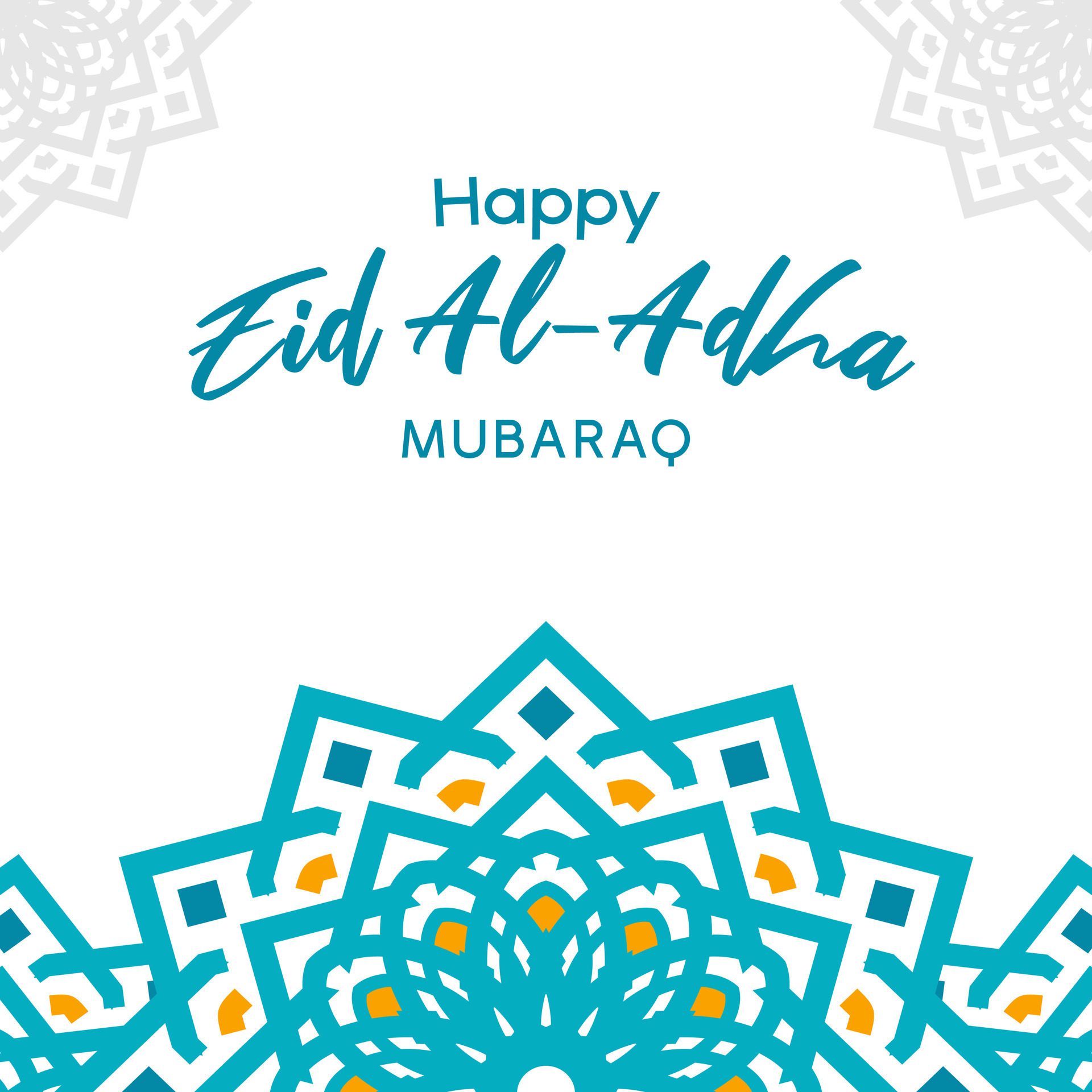 happy eid adha mubarak design with arabesque pattern Free Vector