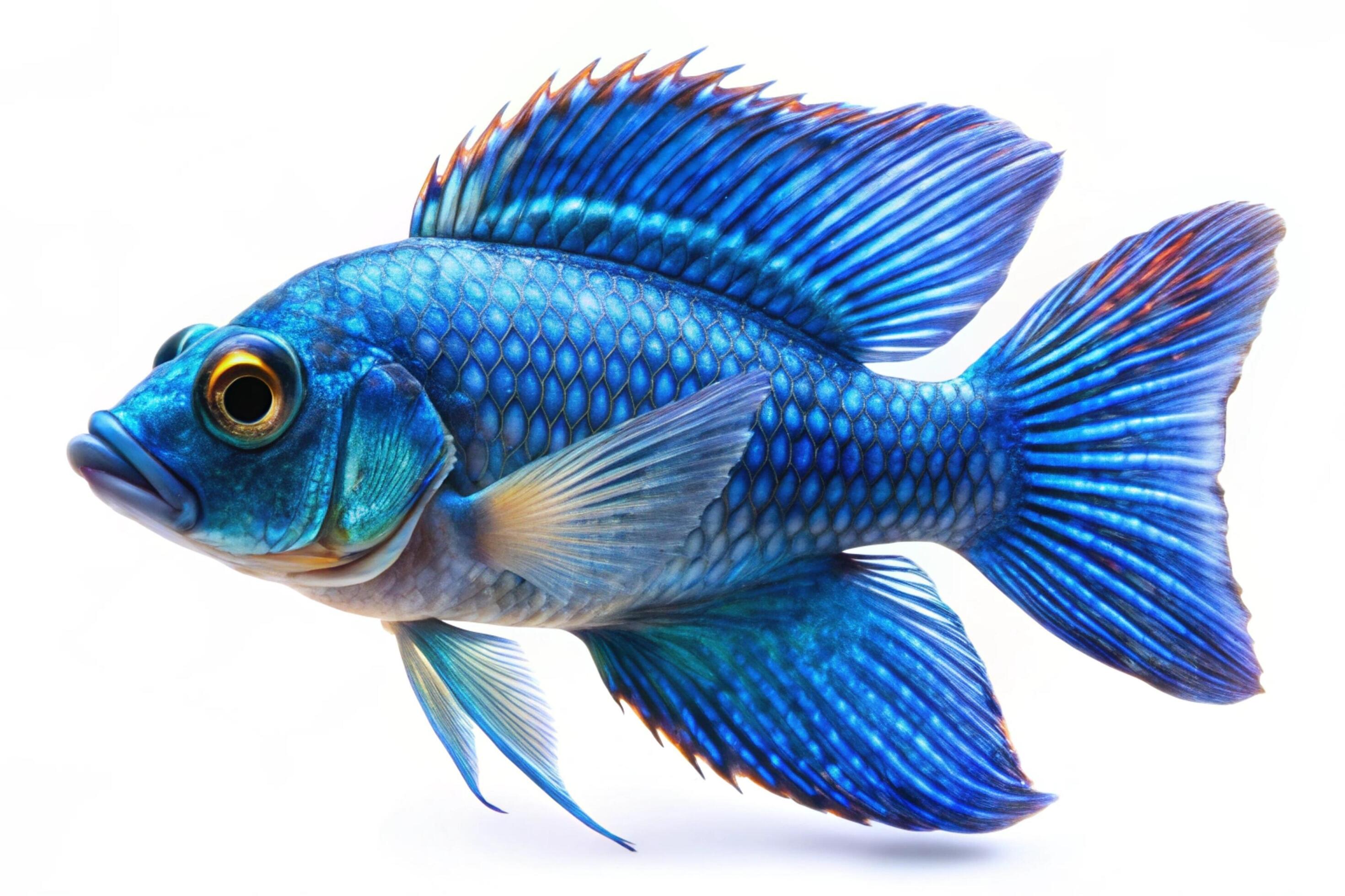 Blue ornamental fish isolated on white background Stock Free