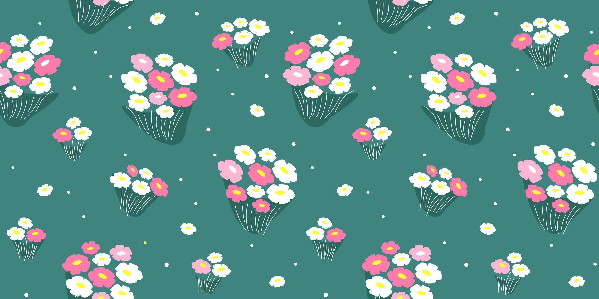 Seamless pattern with bouquets of flowers. Summer print. graphics. Stock Free