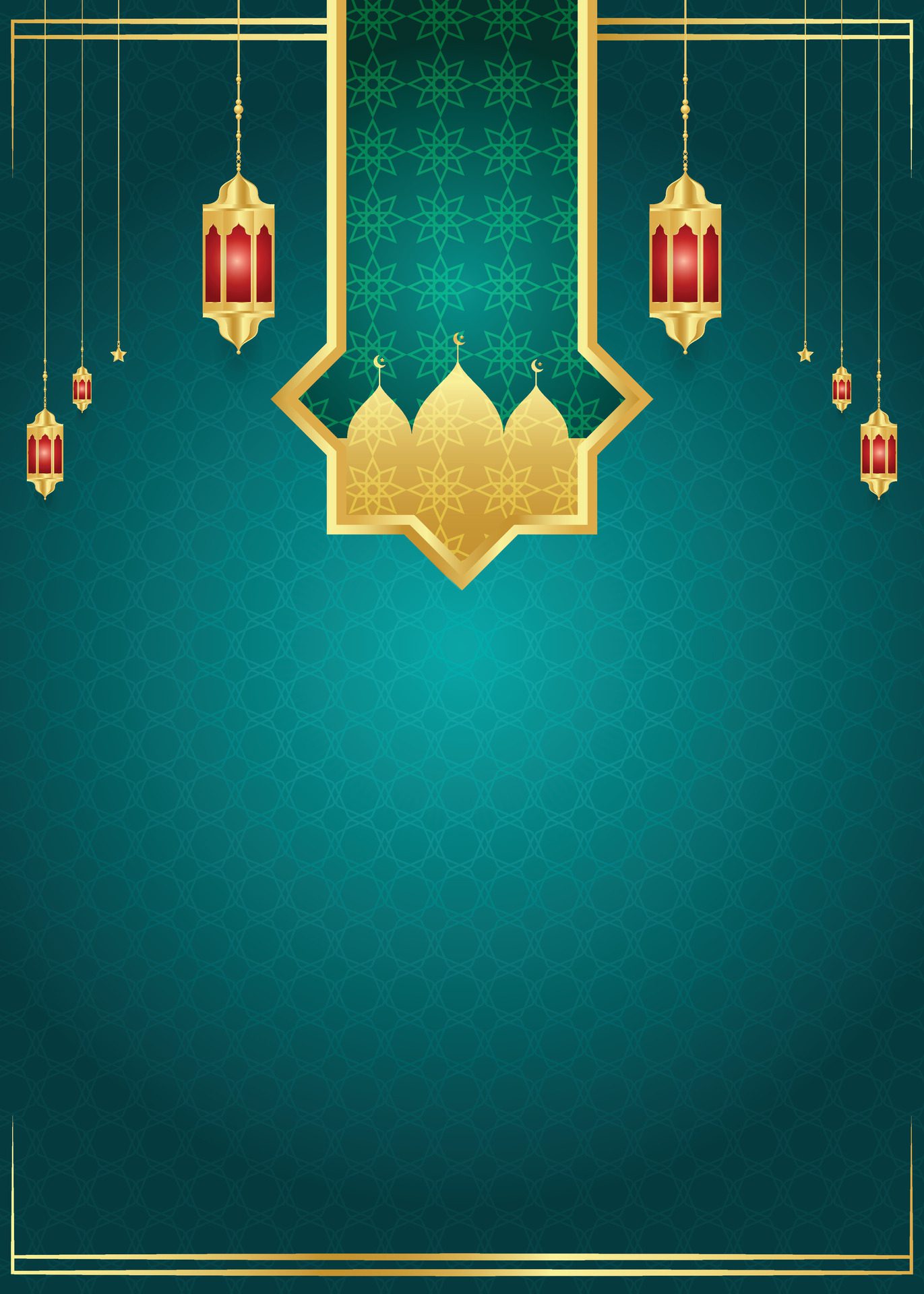 Arabic islamic ramadan kareem ornamental flyer banner with ramadhan lantern eid al fitr background Free Vector