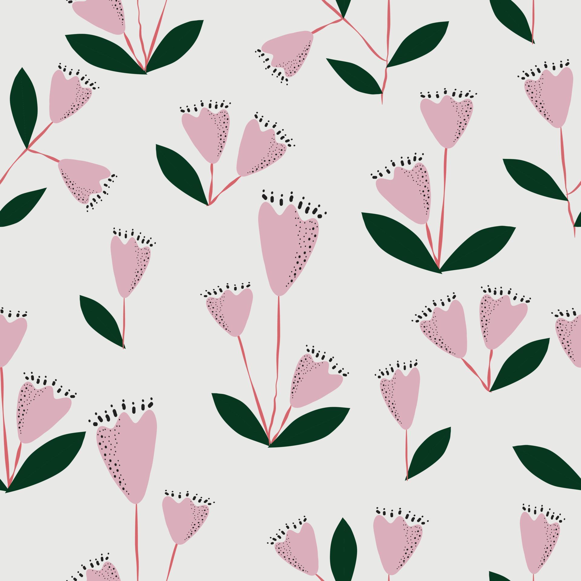 Seamless hand drawn flowers pattern Stock Free