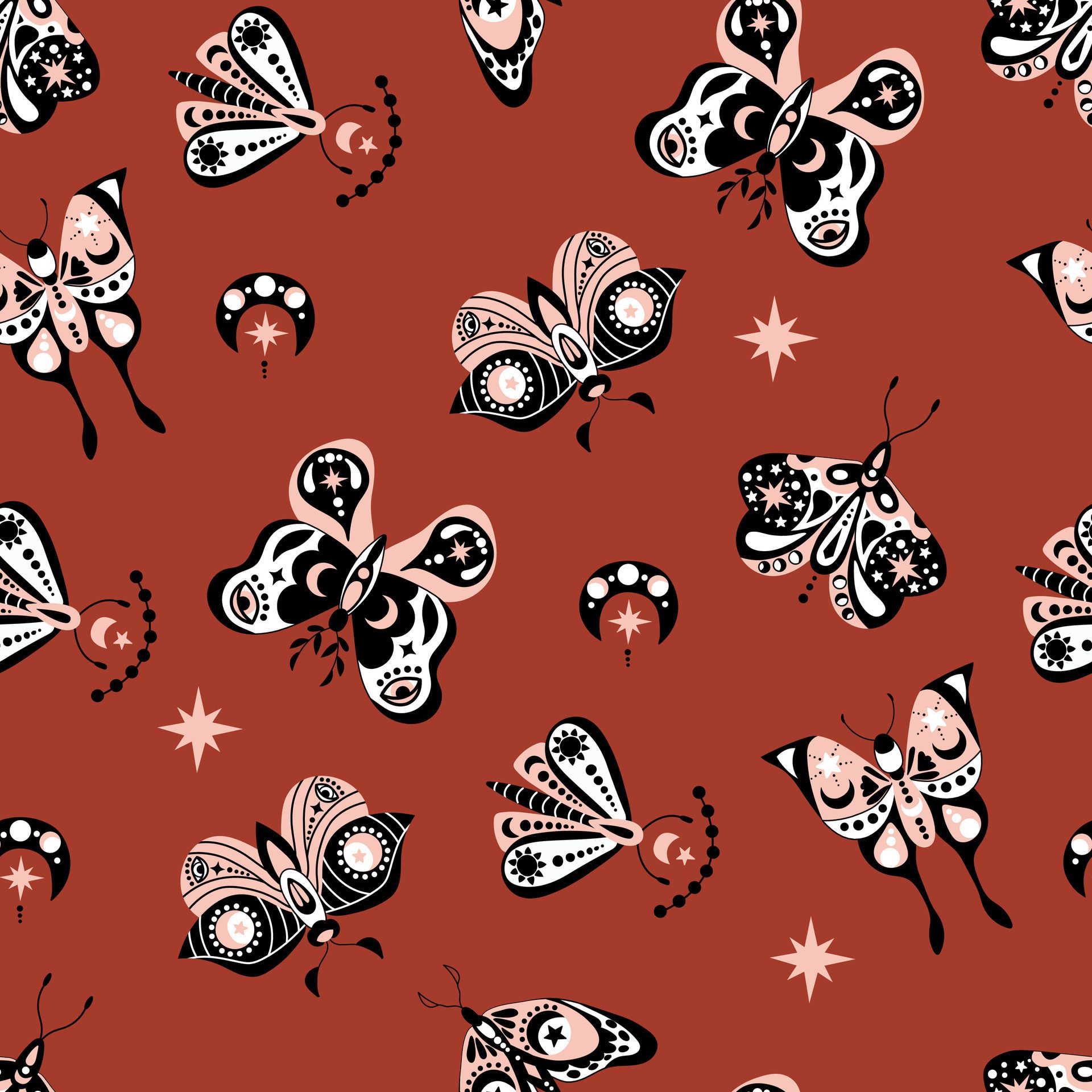 Mystic Seamless Pattern. Design for fabric, textiles, wallpaper, packaging. Free Vector