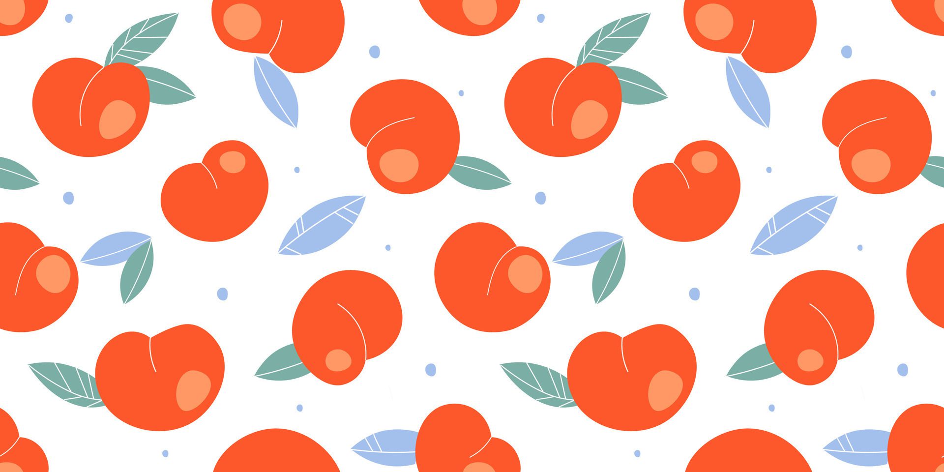 Seamless pattern with peaches. Abstract print with juicy fruit. Free Vector