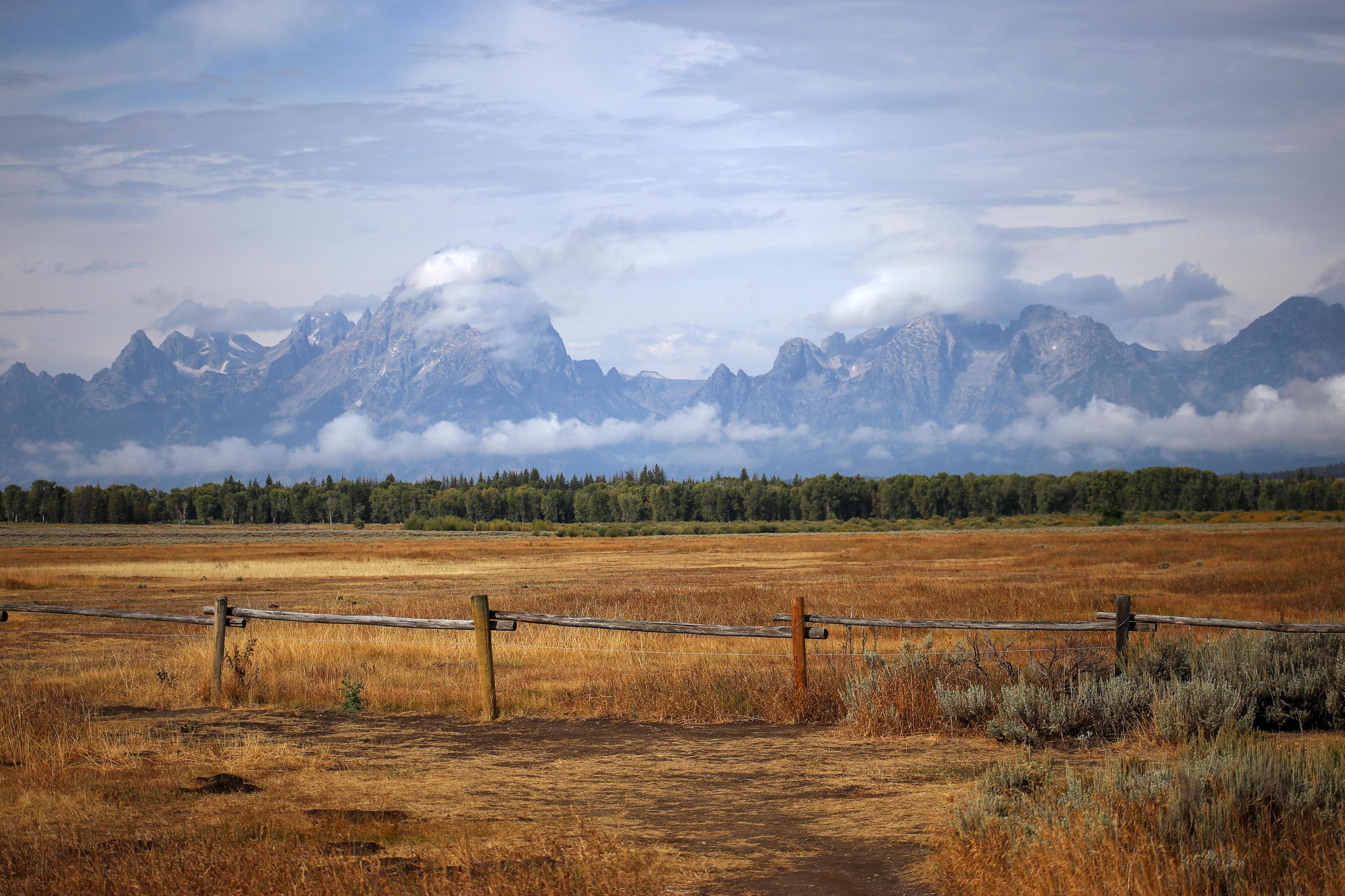 View of the rocky mountains Grand Teton in Wyoming Stock Free