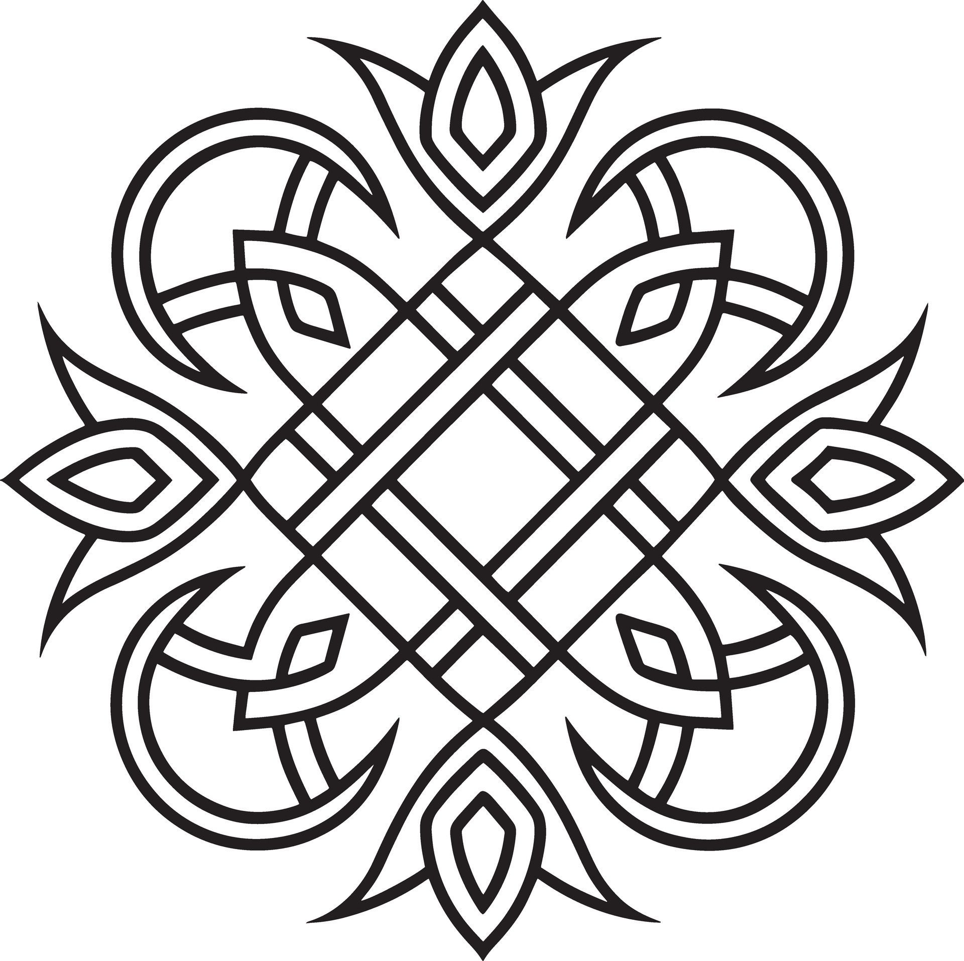 celtic knot pattern design illustration black and white Free Vector