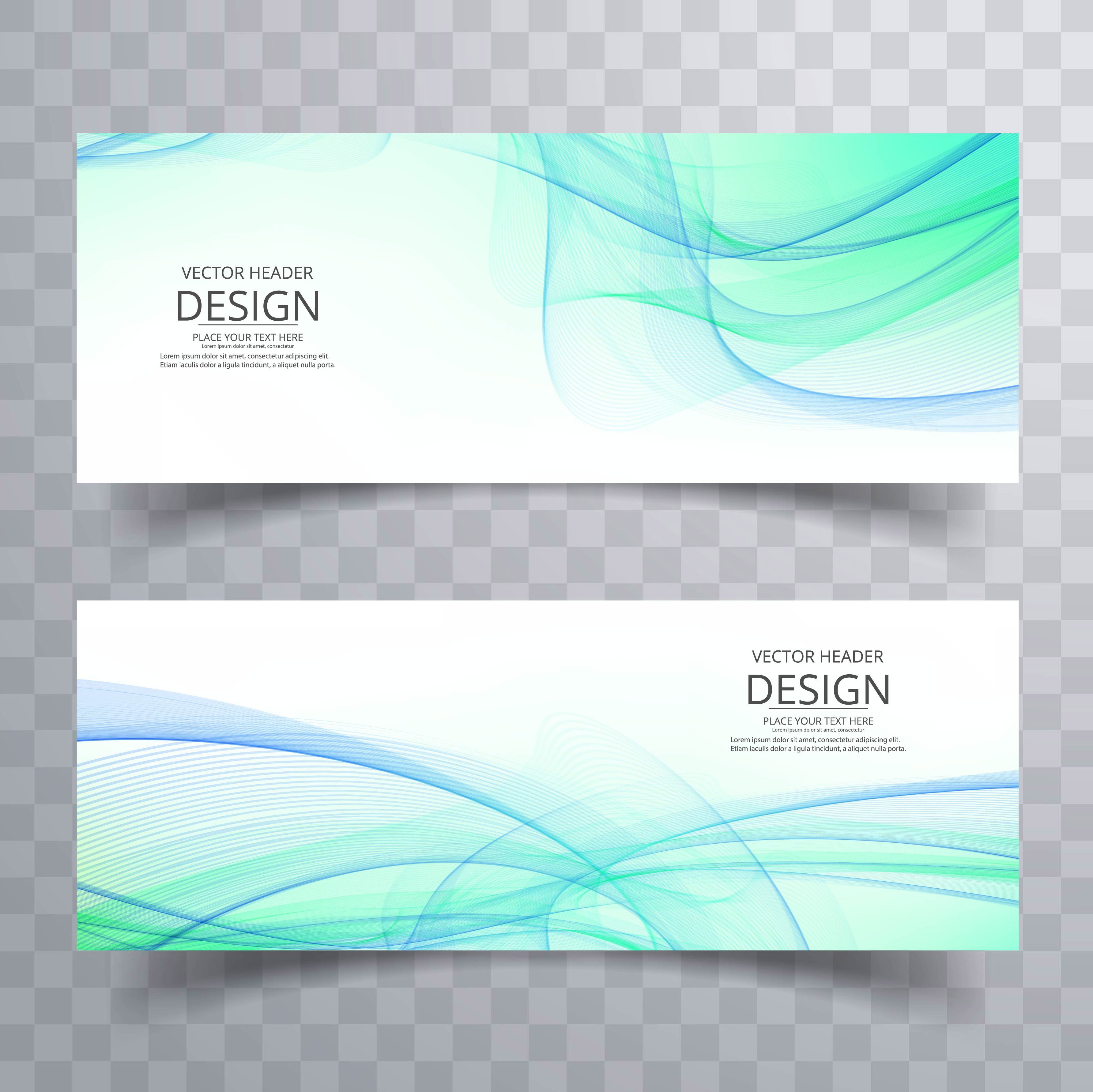 Elegant wavy banners set vector design Free Vector