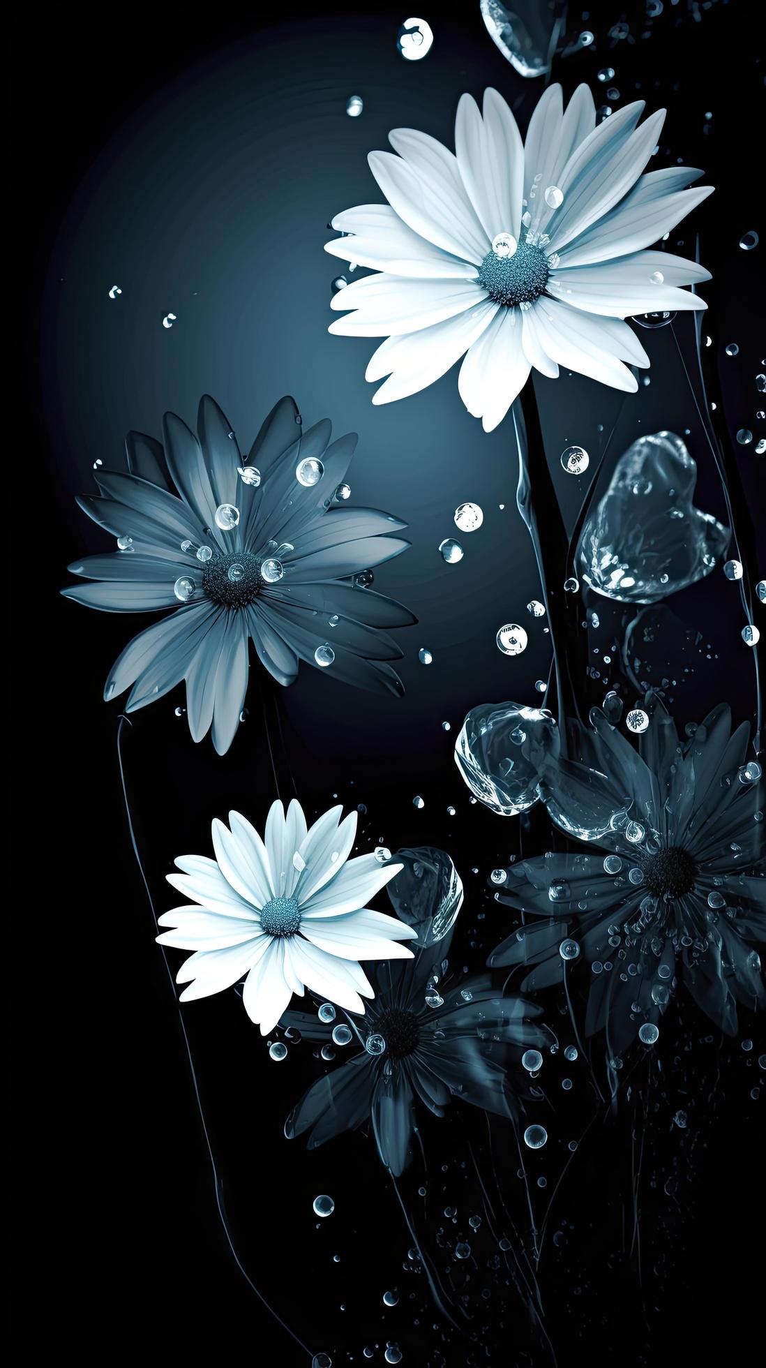 beautiful white flowers with blue background, Generate Ai Stock Free