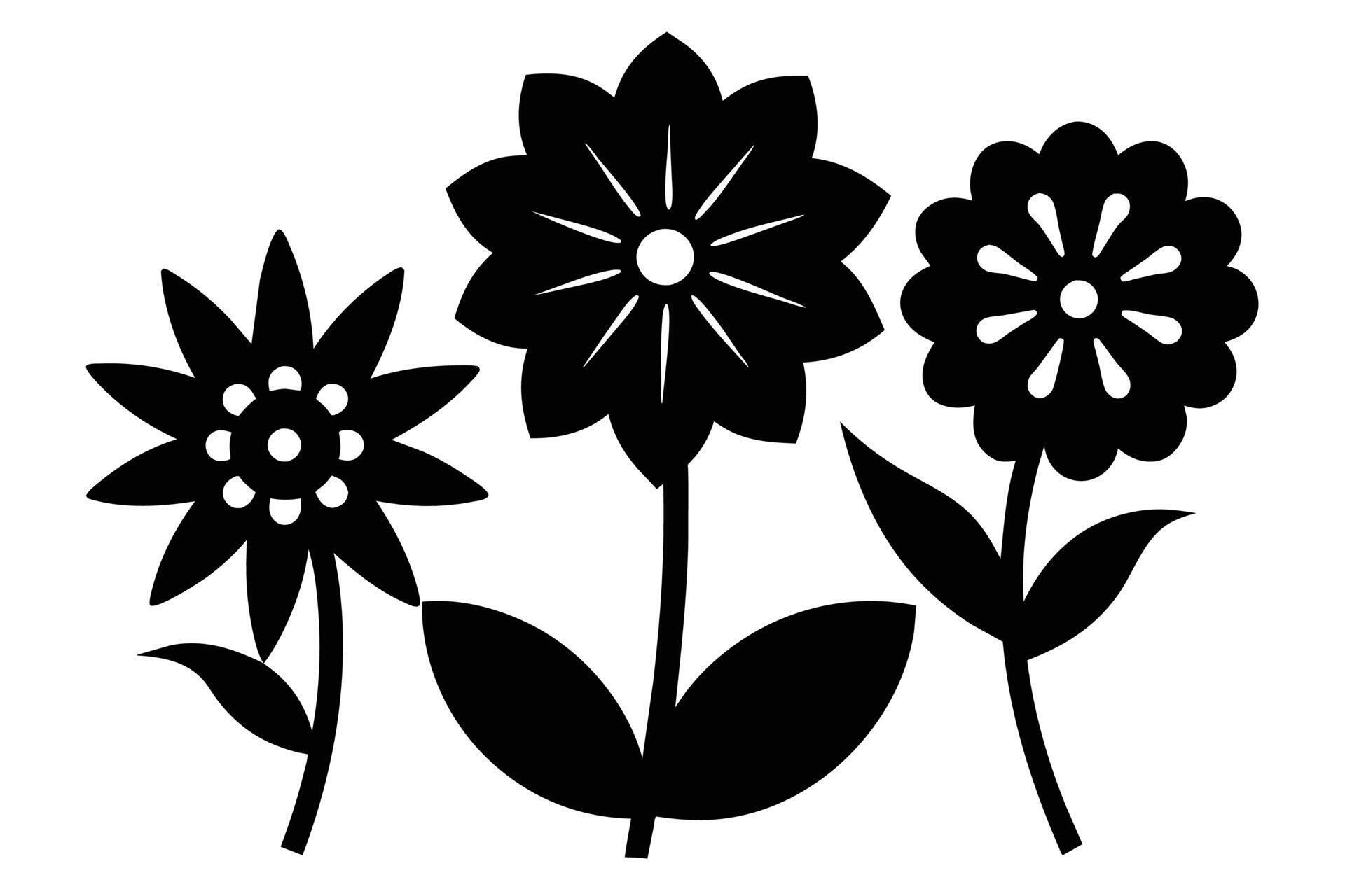 Black Cutout Symbols Of Flowers Stock Free