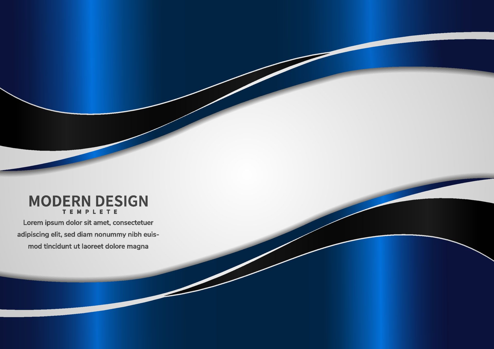 Abstract banner web template blue and black curve with copy space for text on white background. Free Vector