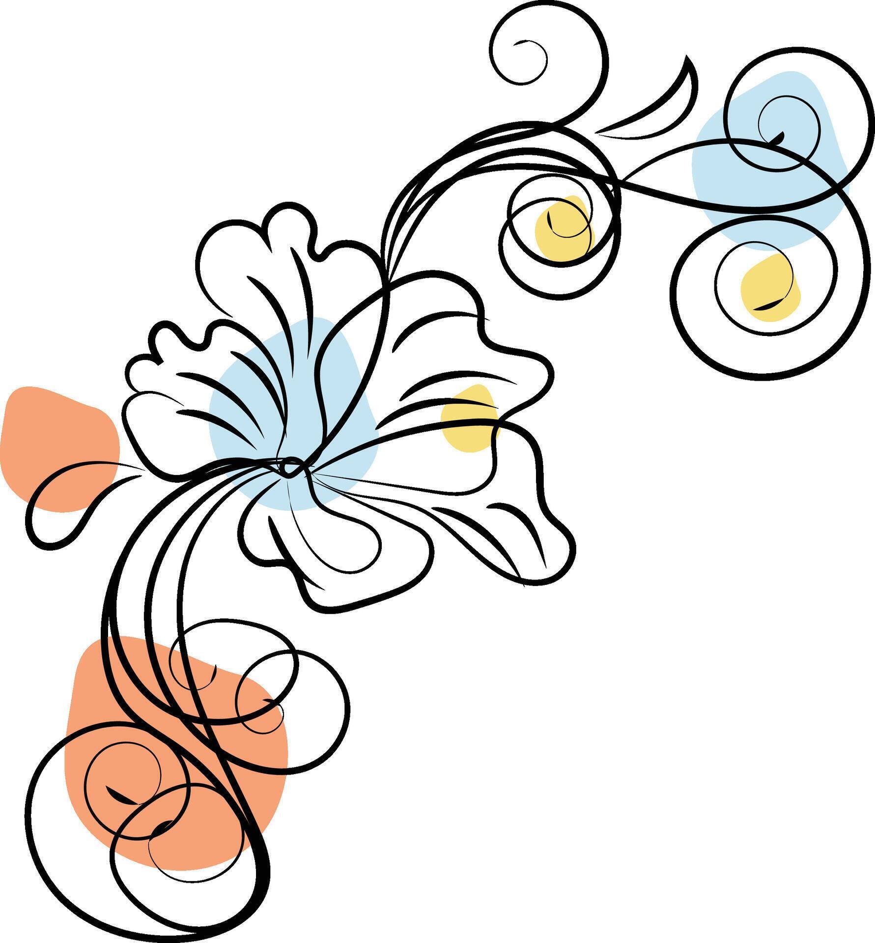 Hand drawn flat design simple flower outline Stock Free