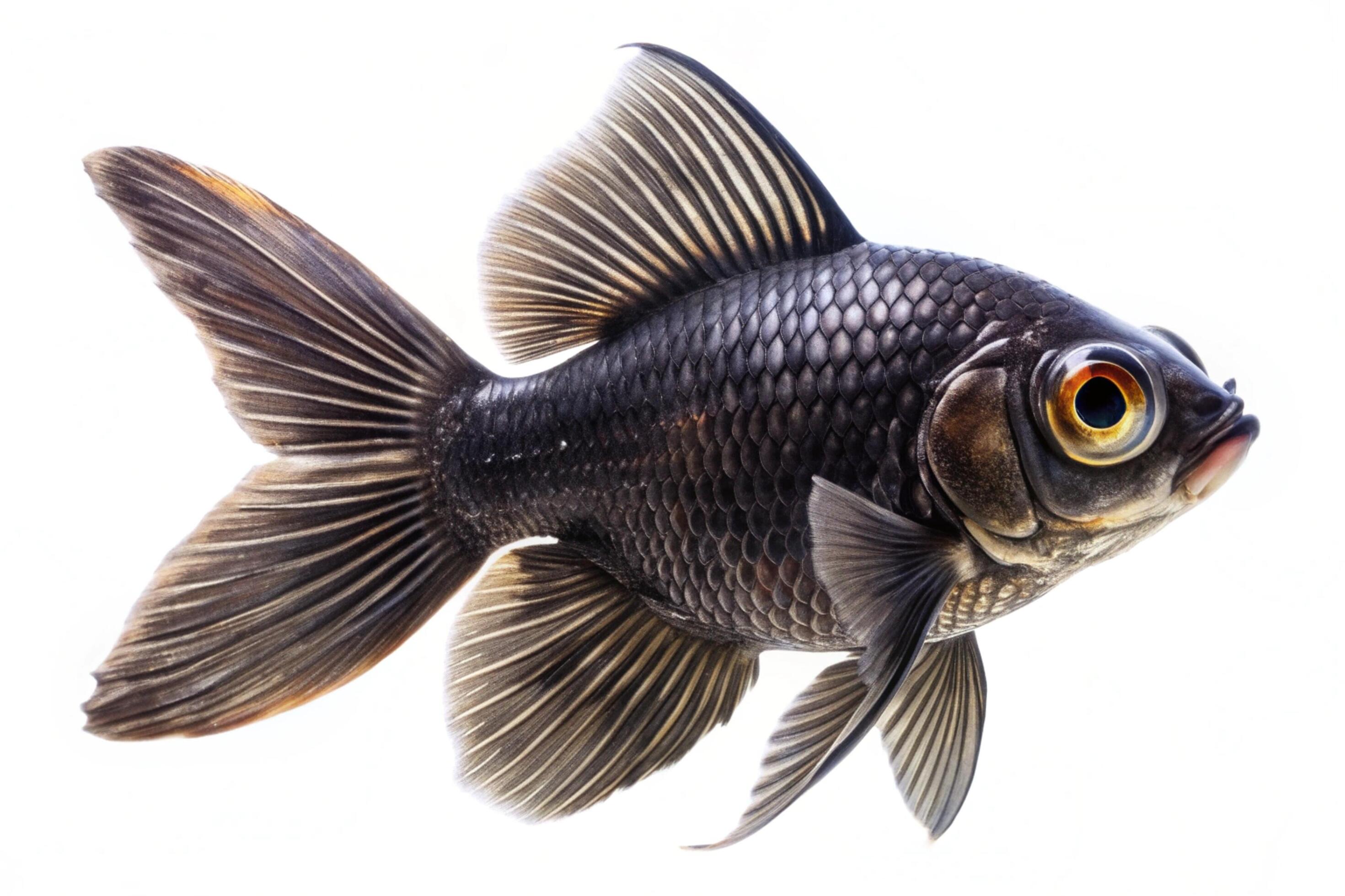 Black ornamental fish isolated on white background Stock Free