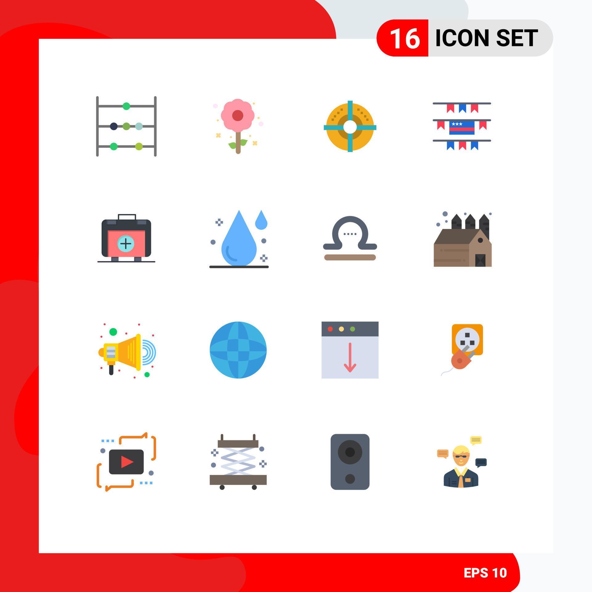 16 Flat Color concept for Websites Mobile and Apps medical bag arrow handbag party decoration Editable Pack of Creative Vector Design Elements Stock Free