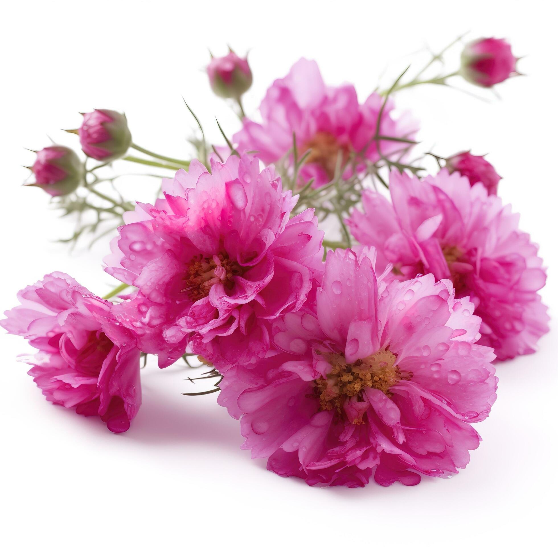 Pink flowers isolated on white background, generate ai Stock Free