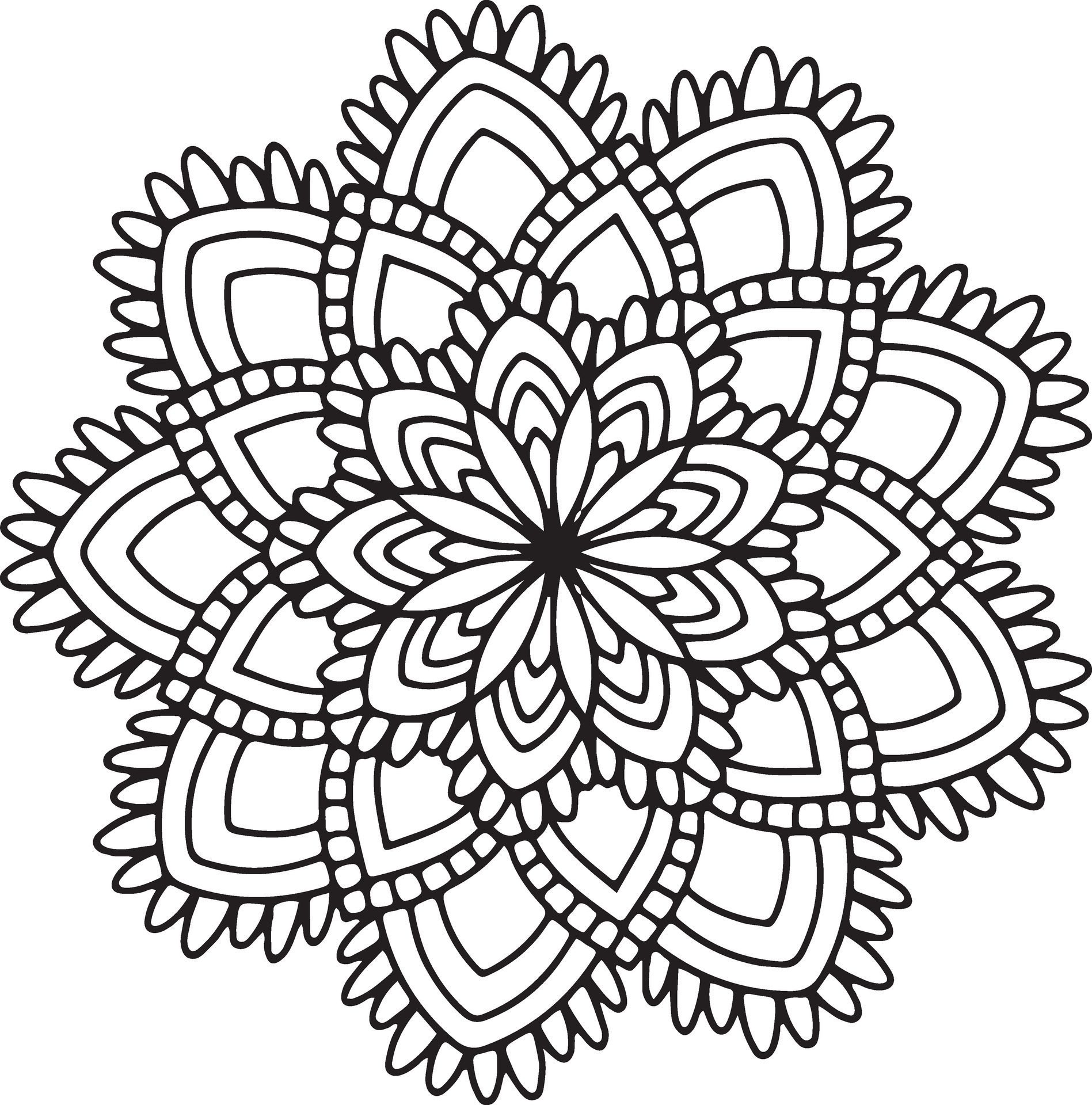 Circular pattern in form of mandala for Henna, Mehndi, tattoo, decoration. Decorative ornament in ethnic oriental style. Coloring book page. Free Vector
