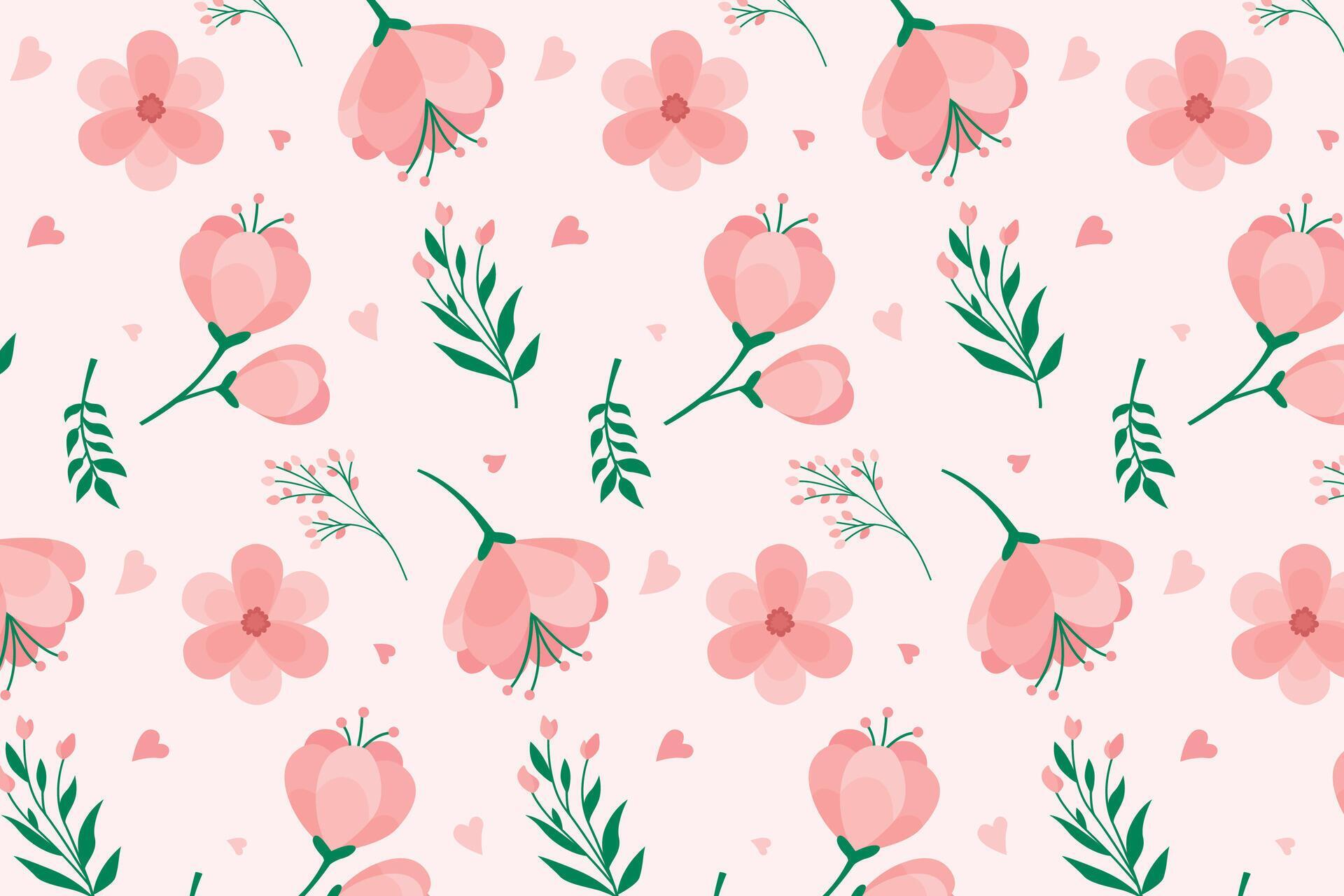 Seamless Pattern Pink Flower Vector Illustration Stock Free