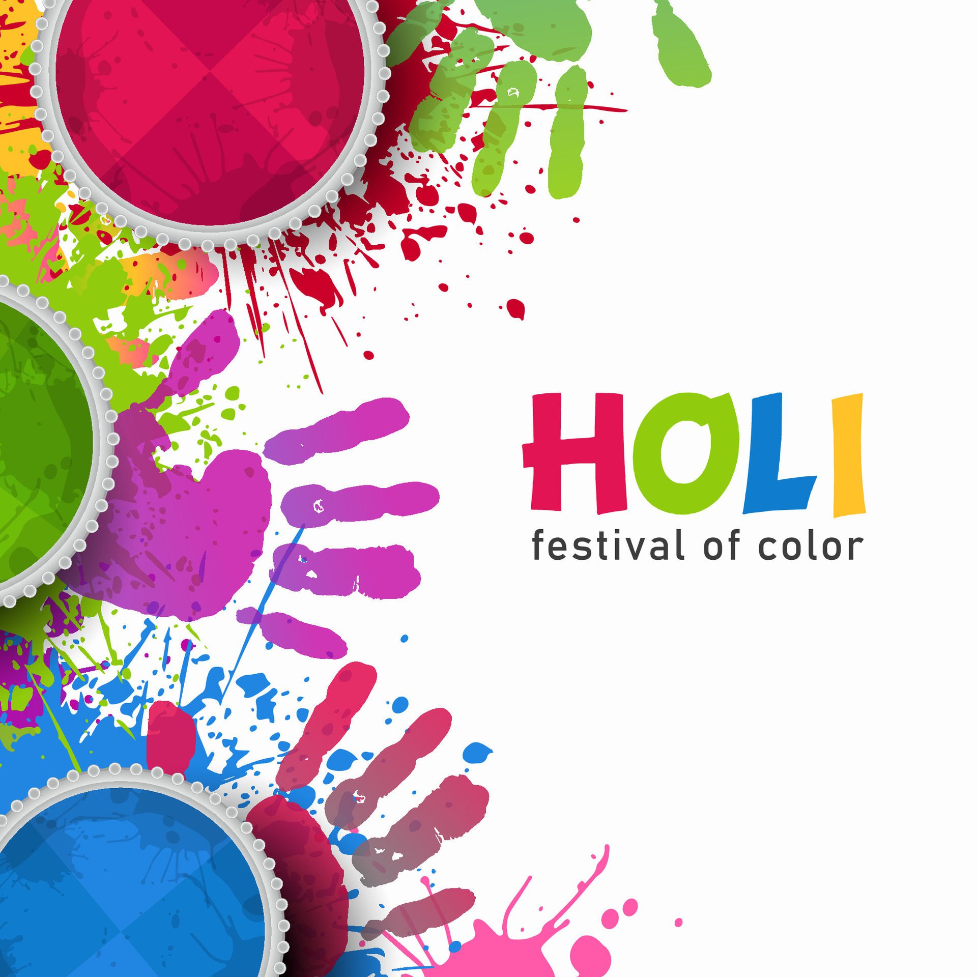 happy holi festival for banner, background, cover with colorful illustration Free Vector