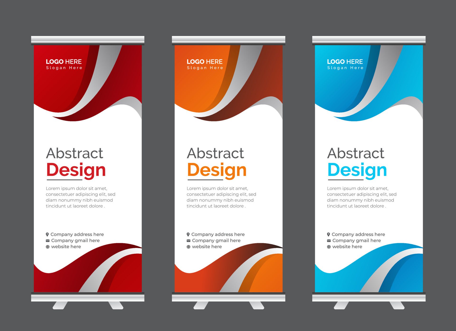Professional Modern corporate colorful roll up standee banner design template Free Vector