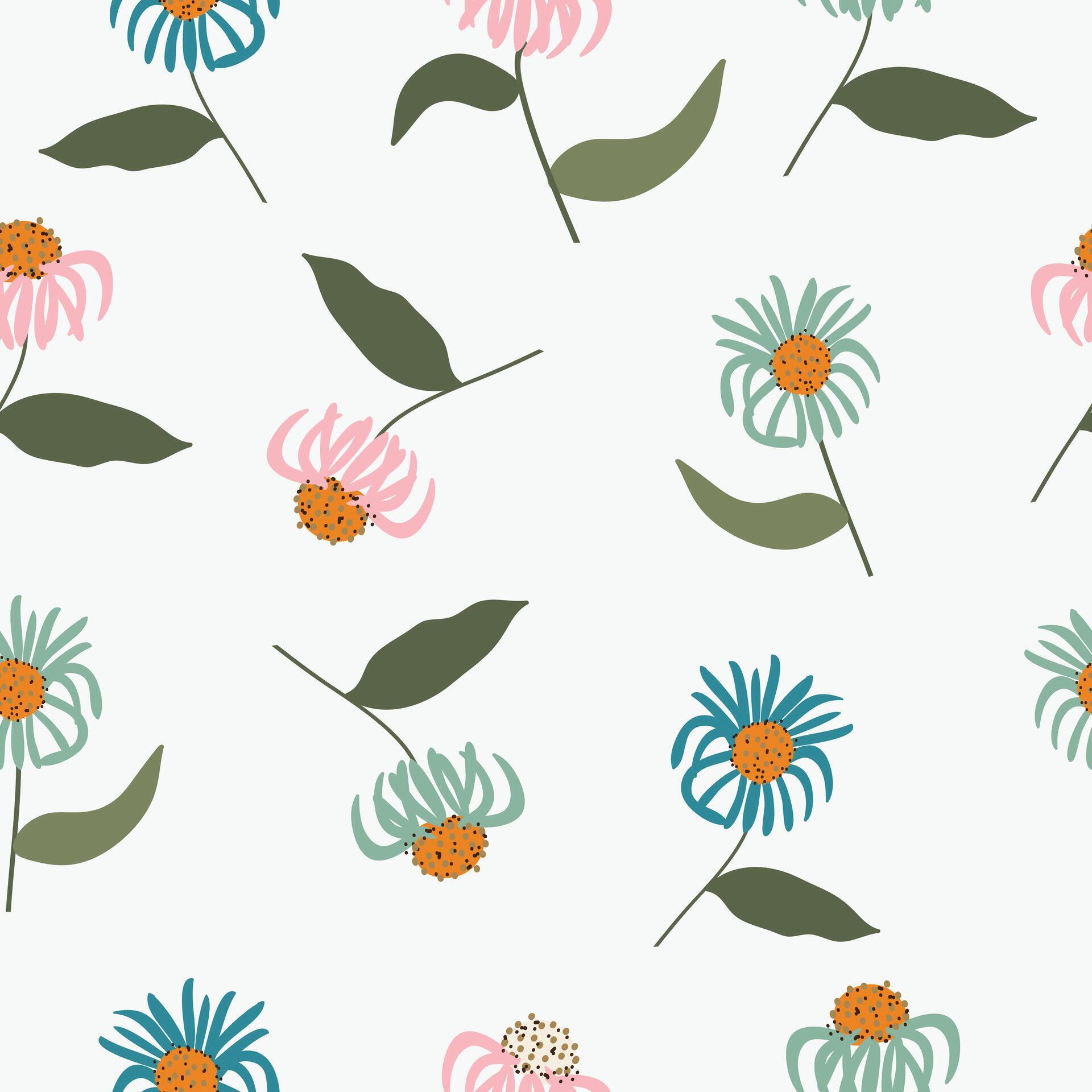 Seamless beautiful hand drawn flowers pattern background Stock Free