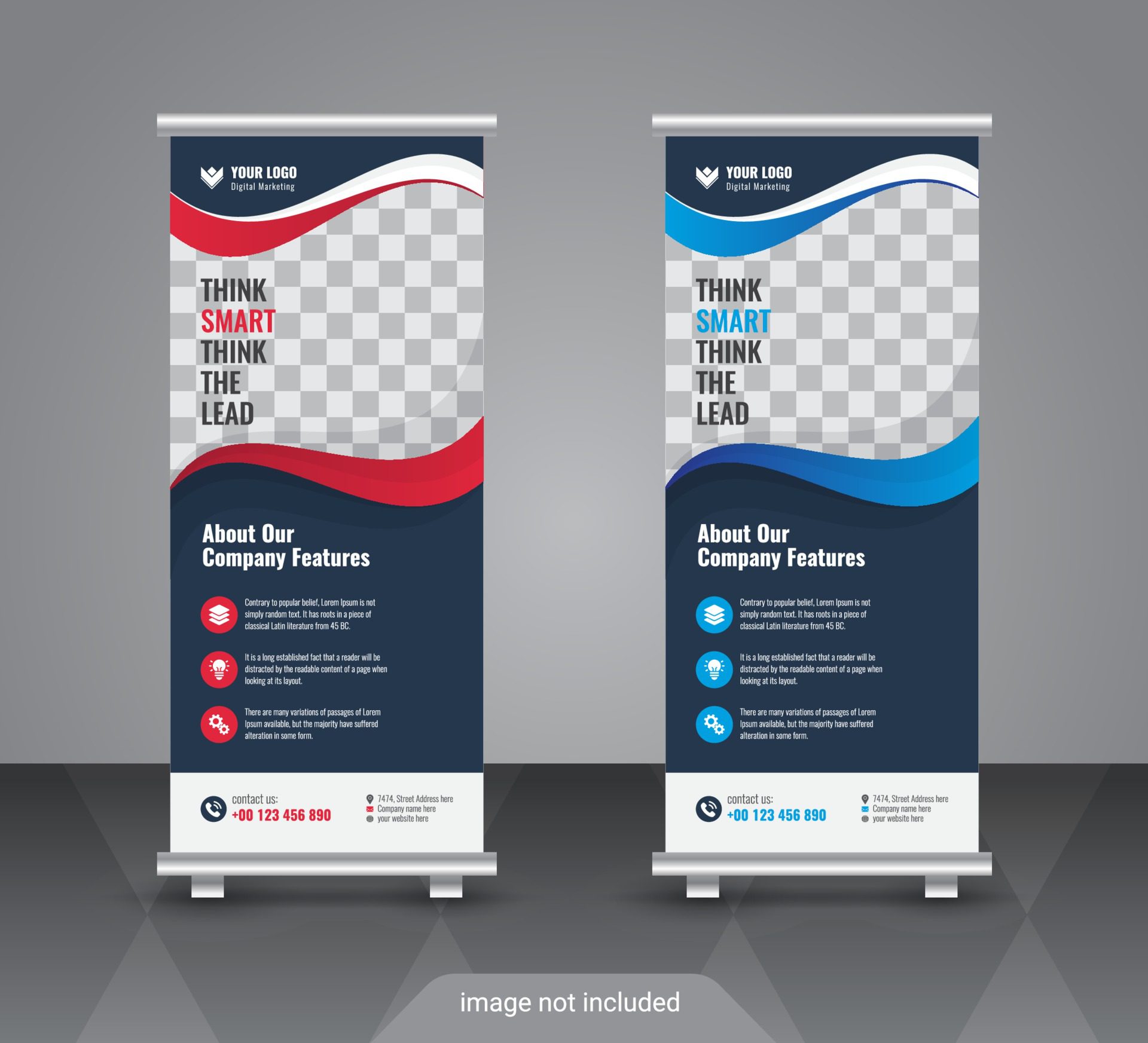 Creative roll up banner design template Free Vector