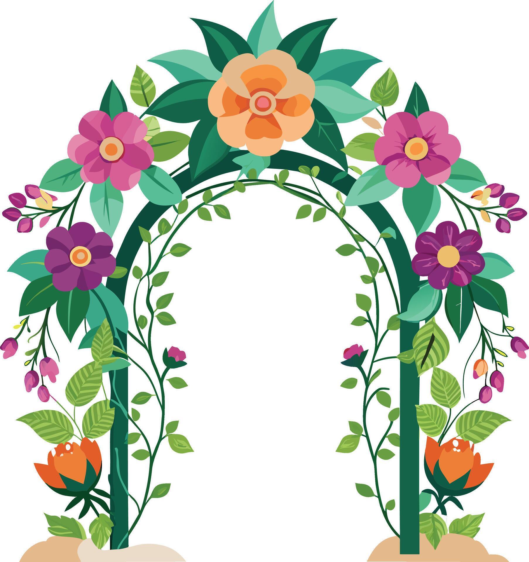 Beautiful wedding arch with flowers leaves and branches Decor for marriage ceremony Birthday party Stock Free