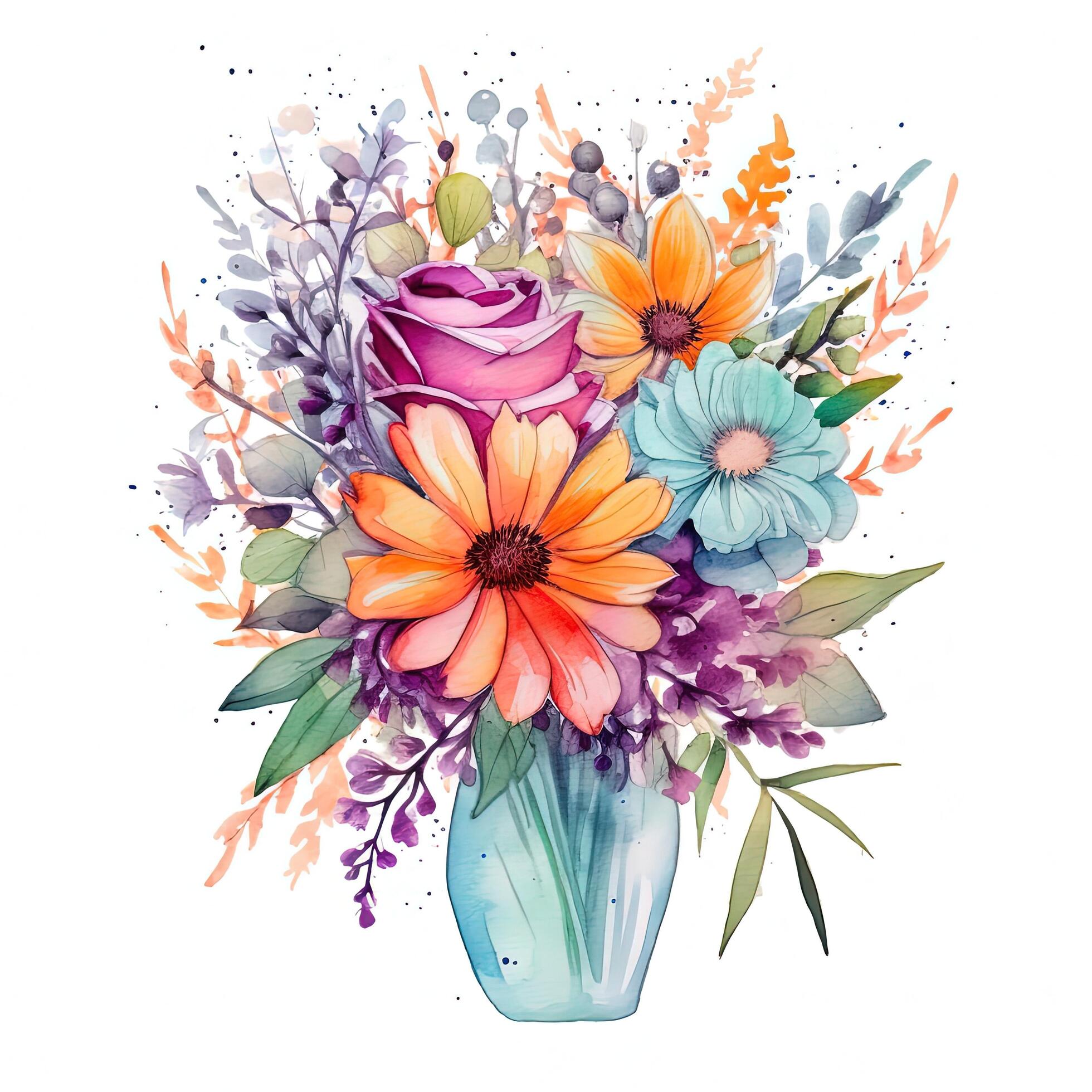 Watercolor flower bouquet. Illustration Stock Free