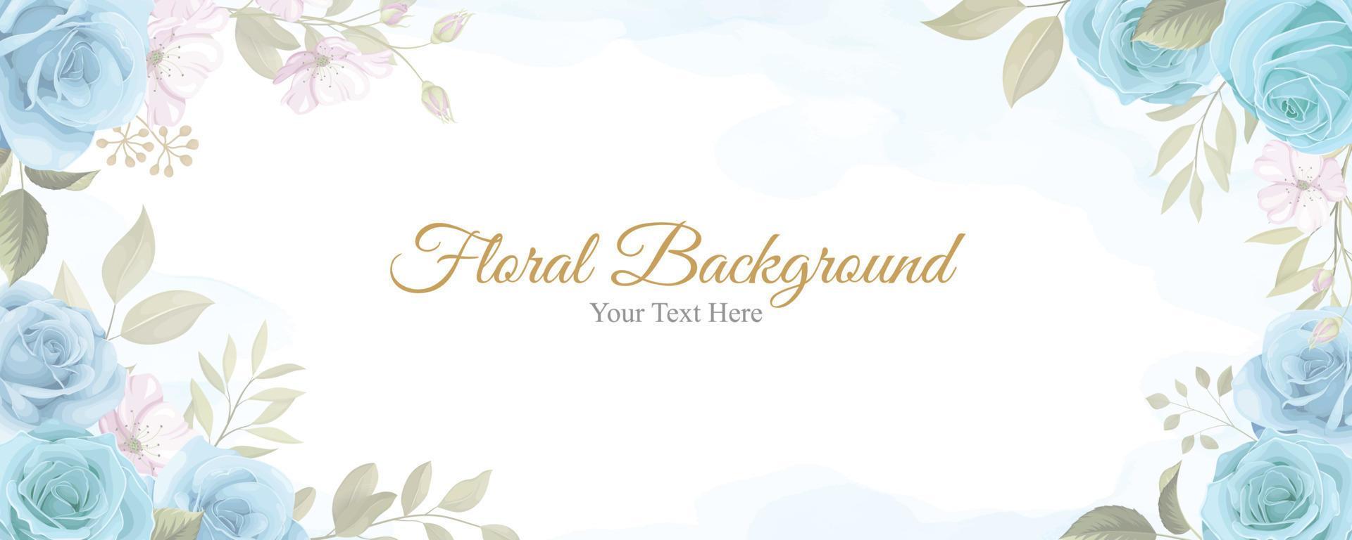 Beautiful flower banner with blue flowers Stock Free