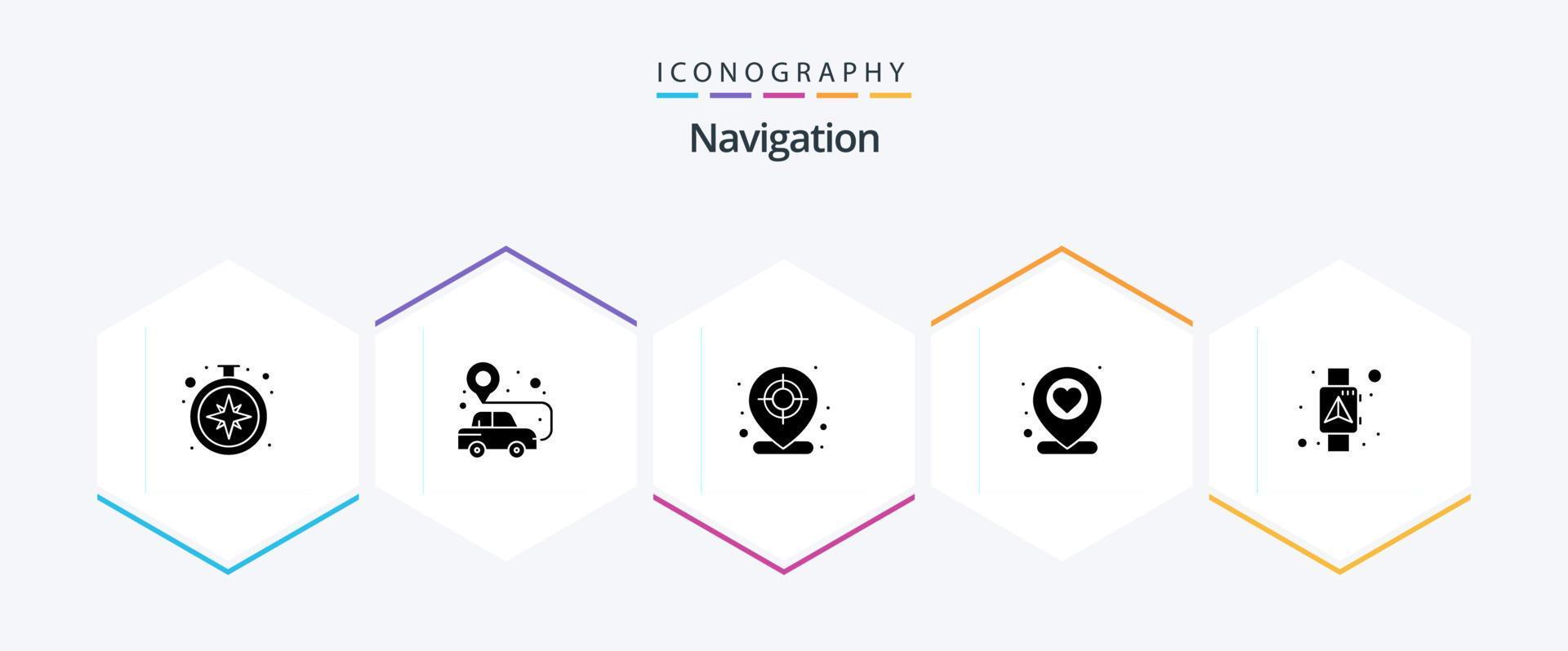 Navigation 25 Glyph icon pack including navigator. gps. arrow. map pin. location Stock Free