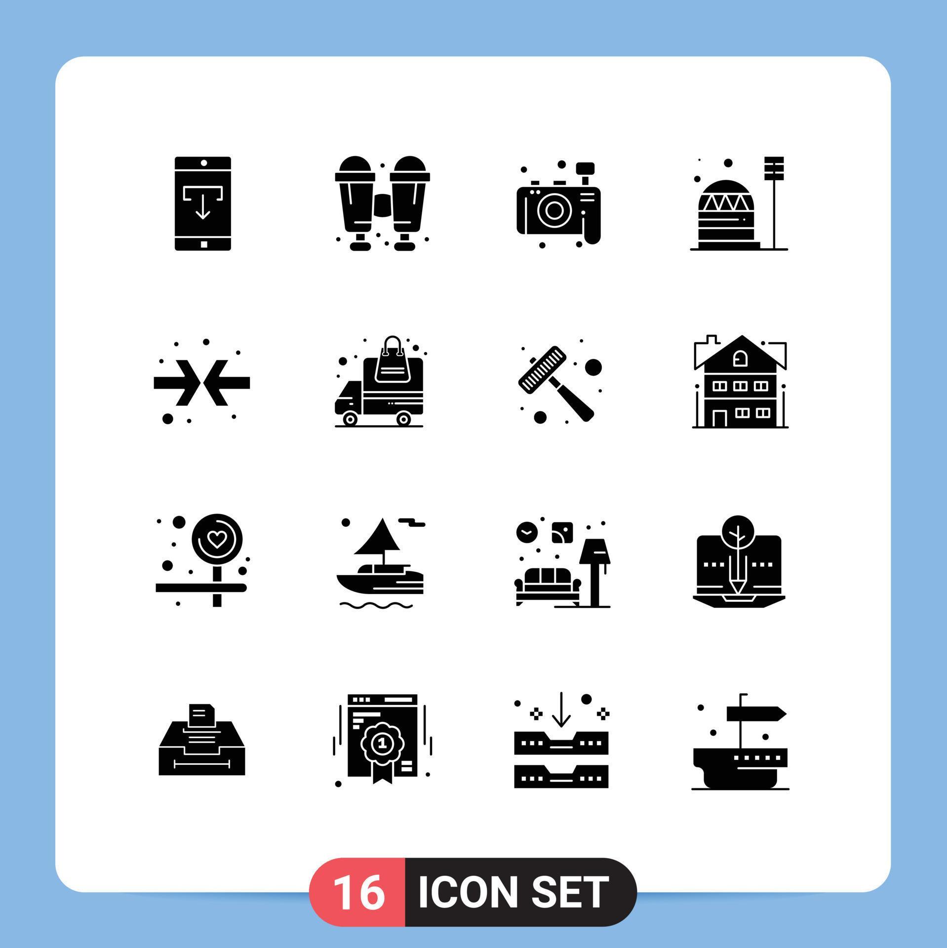 16 Creative Icons Modern Signs and Symbols of arrows habitation camera dome colony Editable Vector Design Elements Stock Free and Free SVG